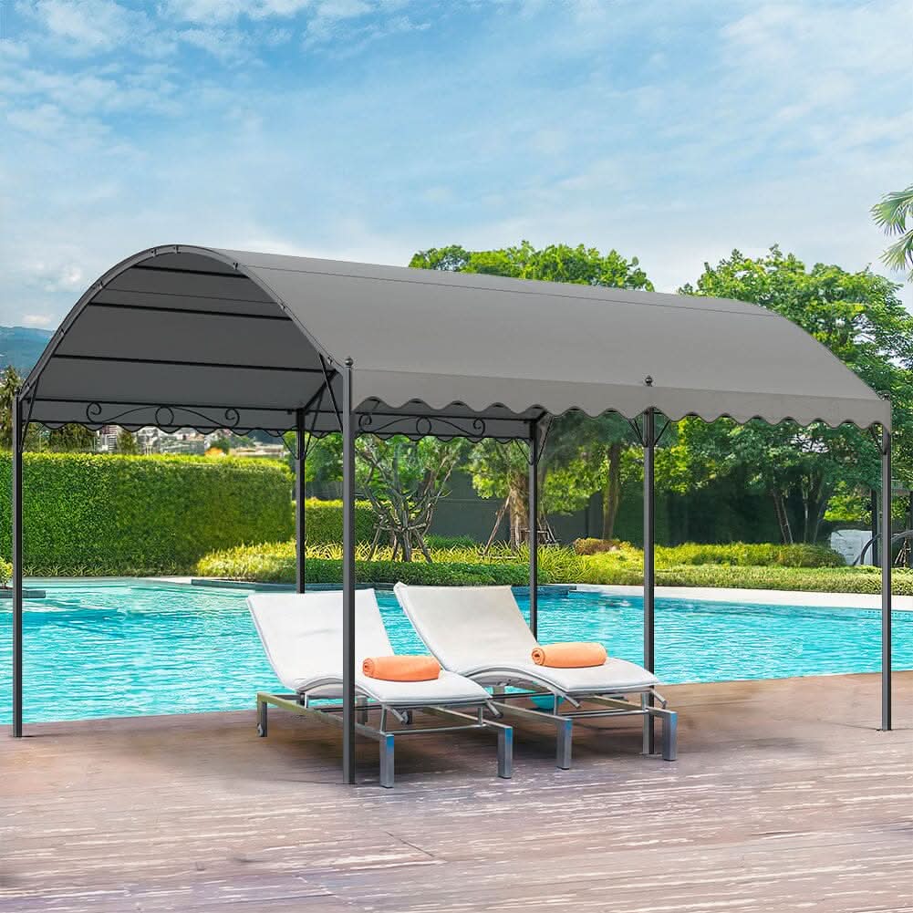 9ft Metal Arched Pergola with Shade Dark Grey