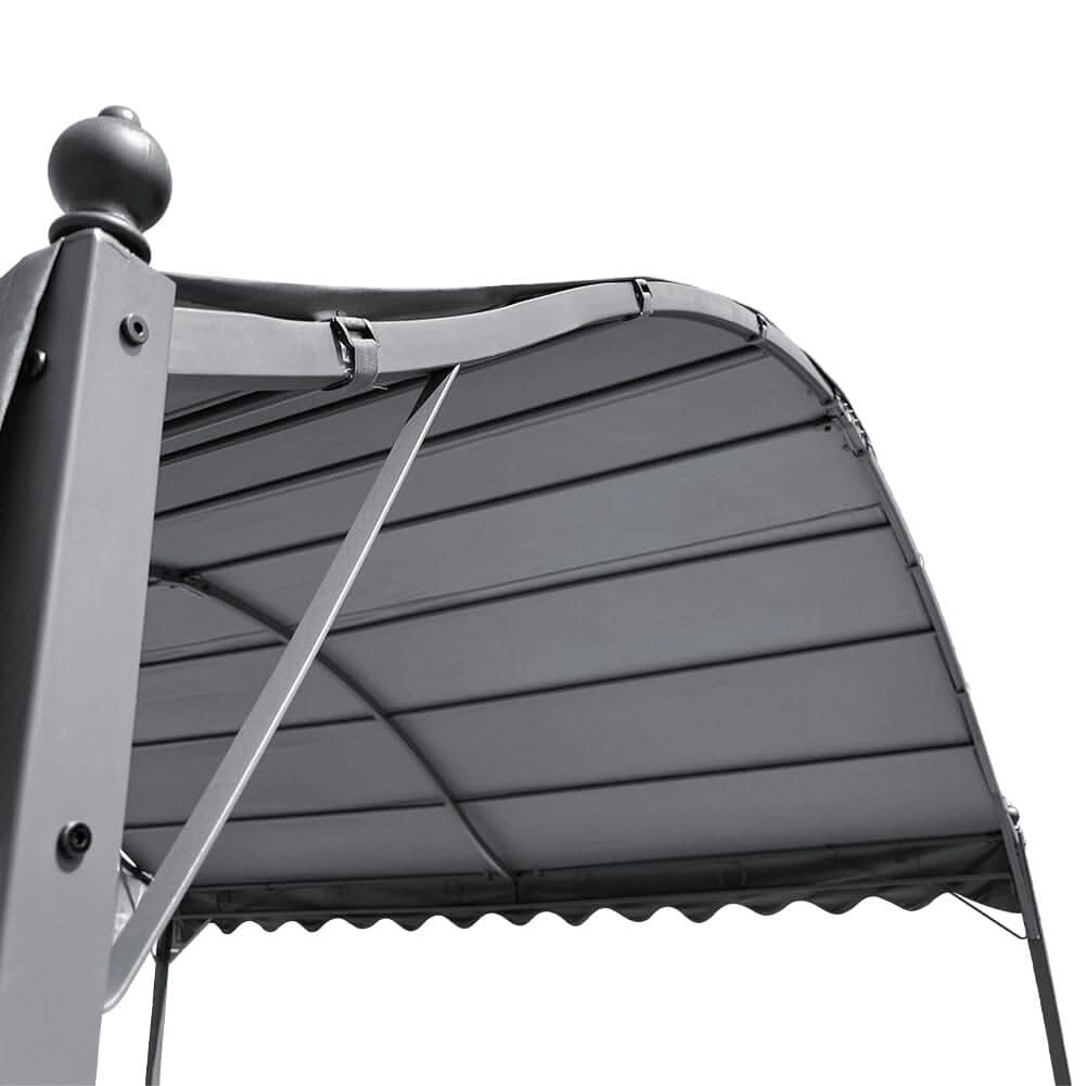9ft Metal Arched Pergola with Shade Outdoor Dark Grey
