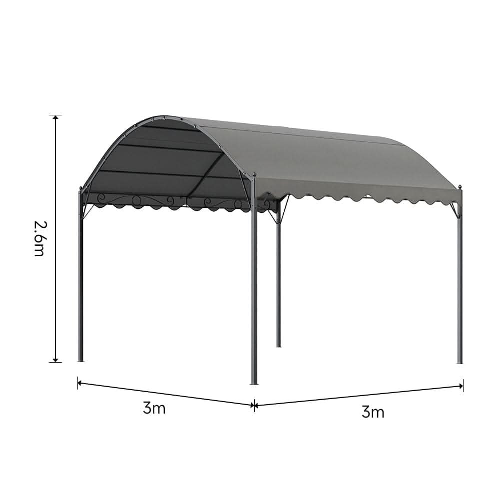 9ft Metal Arched Pergola with Shade Outdoor Dark Grey