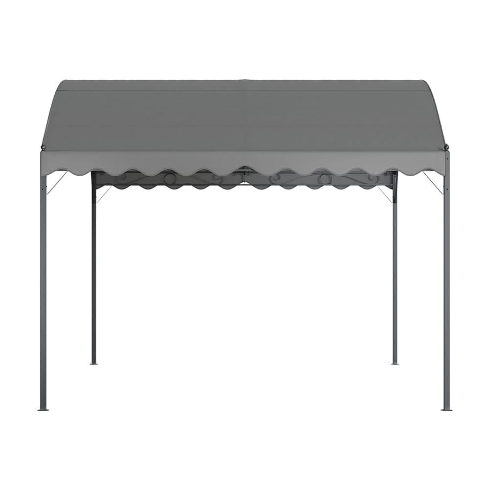 9ft Metal Arched Pergola with Shade Outdoor Dark Grey