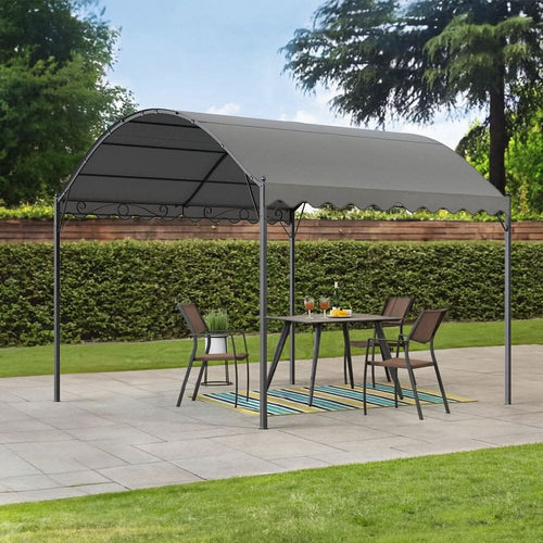 9ft Metal Arched Pergola with Shade Outdoor Dark Grey
