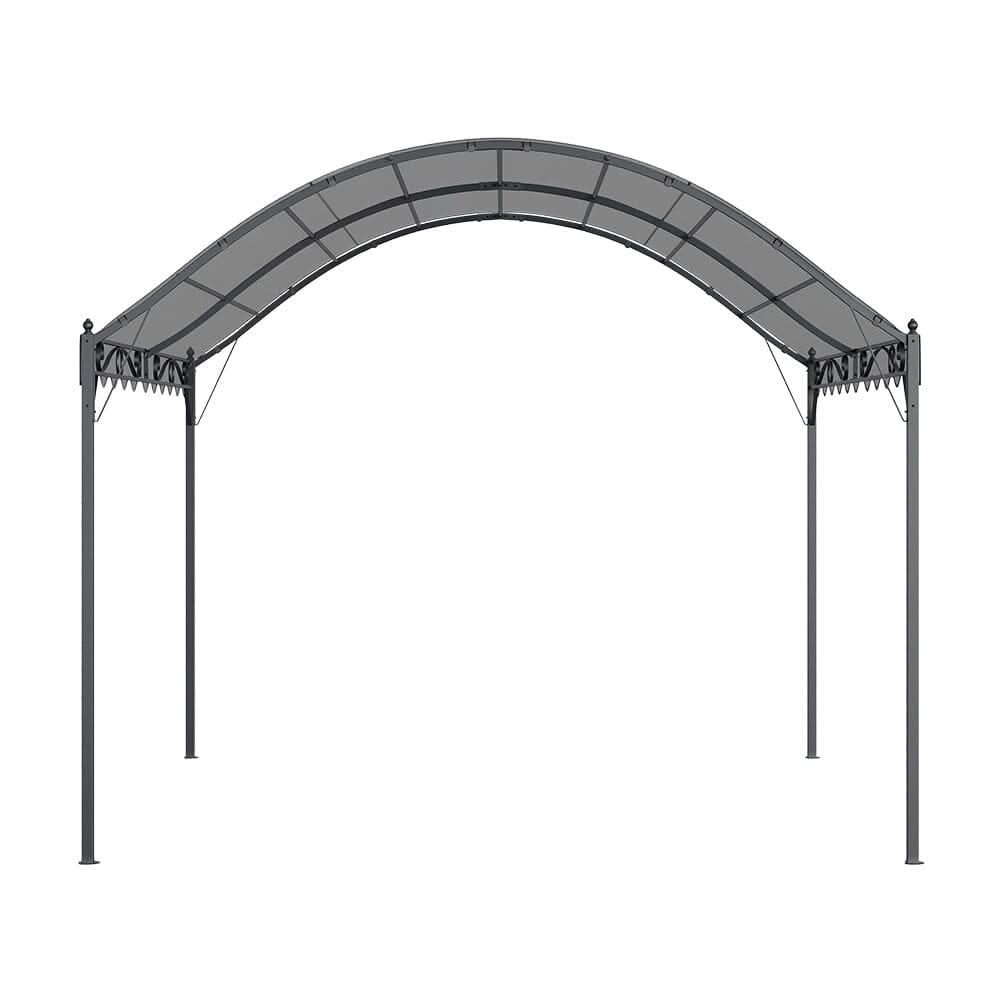 9ft Metal Arched Pergola with Shade Outdoor Dark Grey