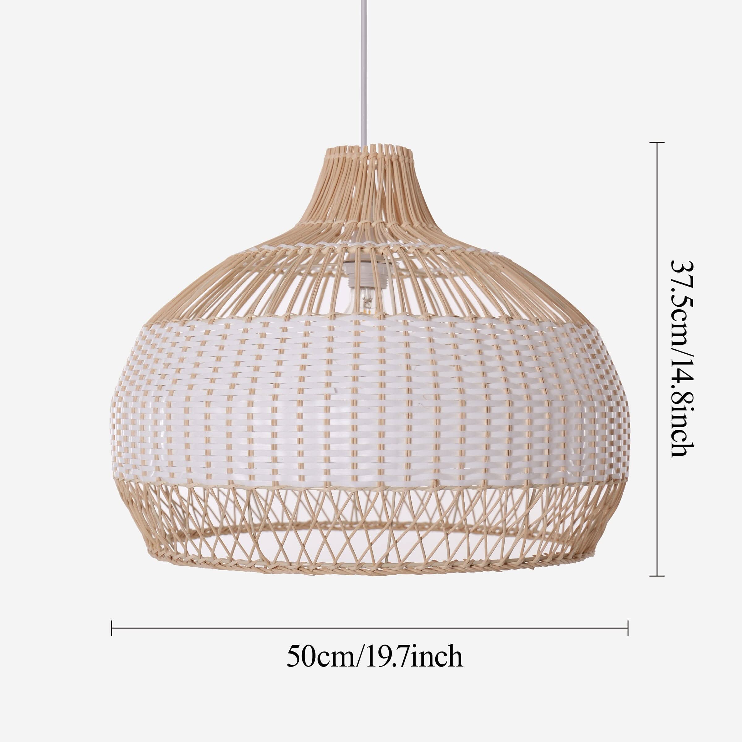 Dewlight-Handwoven Half White Rattan Pendant Light | Kitchen Island Pendant Lamp