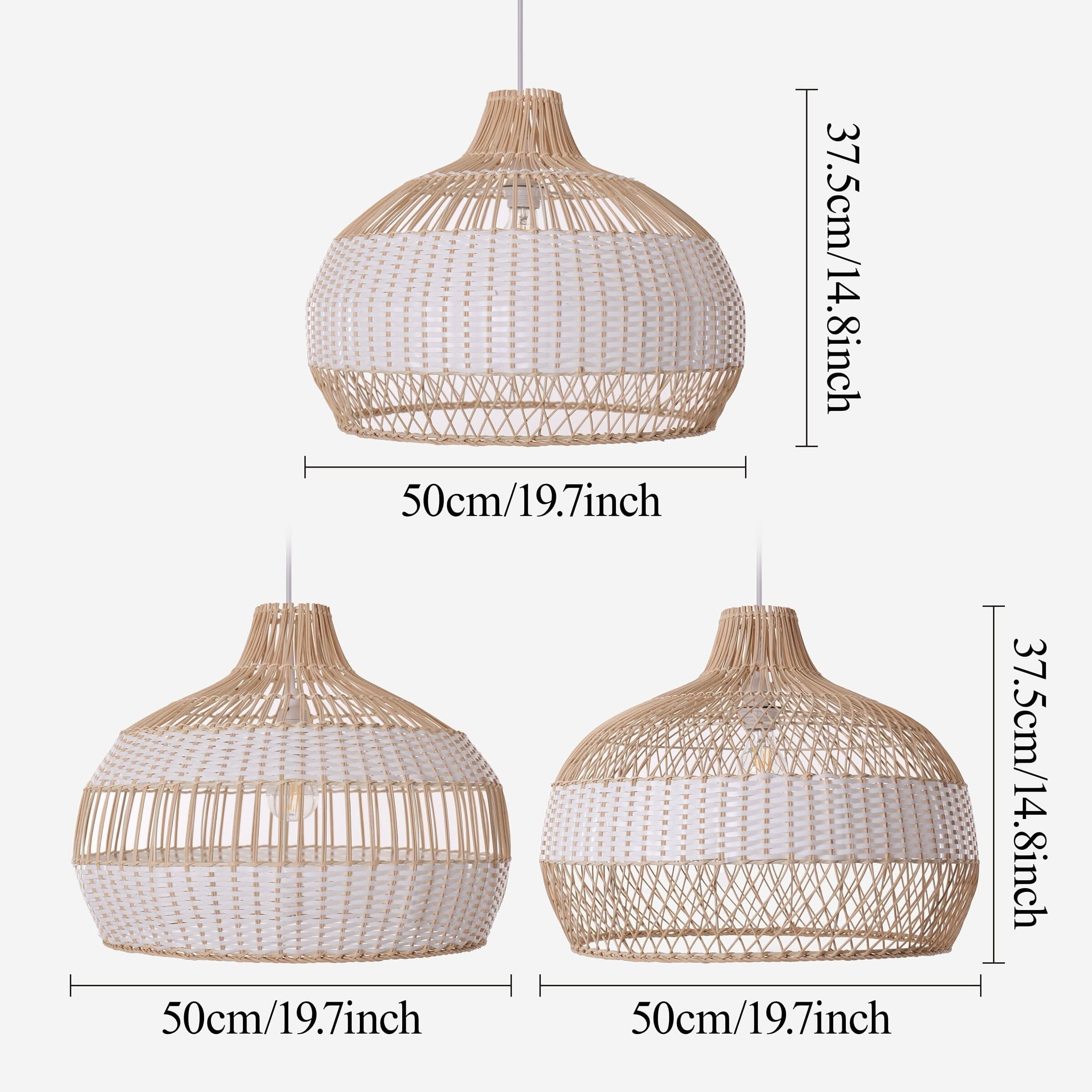 Dewlight-Handwoven Half White Rattan Pendant Light | Kitchen Island Pendant Lamp