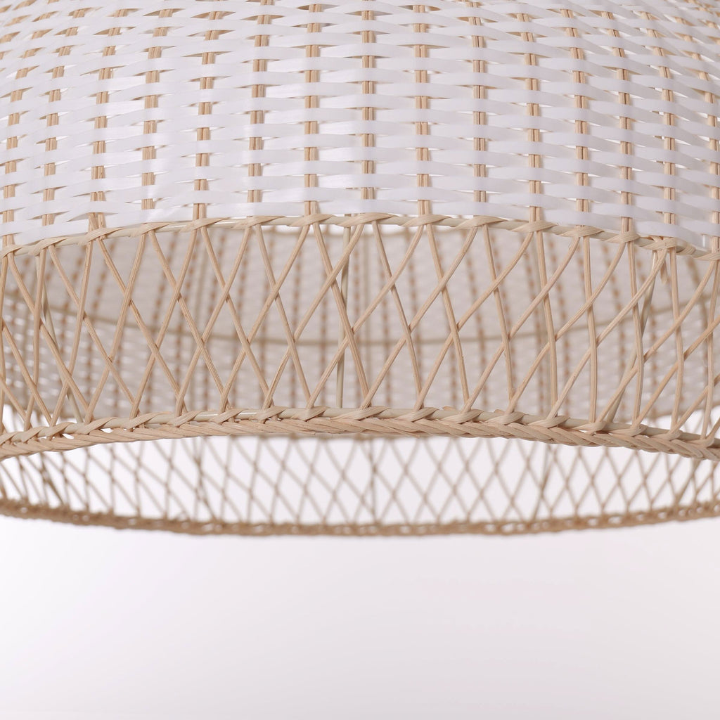 Dewlight-Handwoven Half White Rattan Pendant Light | Kitchen Island Pendant Lamp