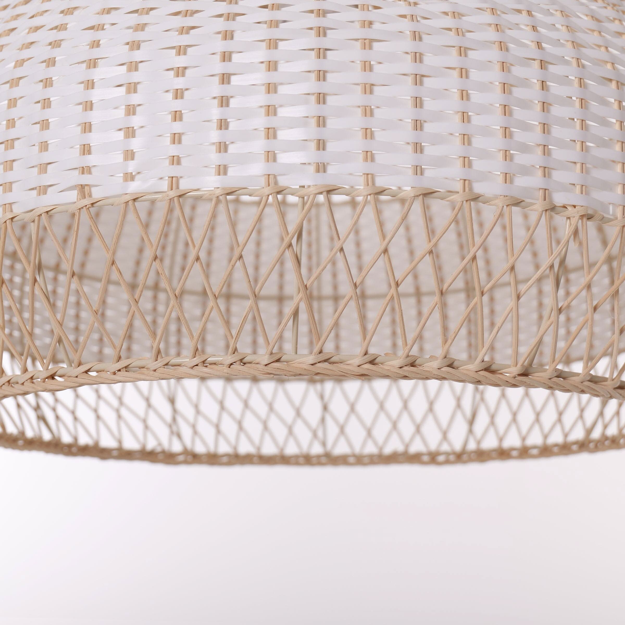 Dewlight-Handwoven Half White Rattan Pendant Light | Kitchen Island Pendant Lamp