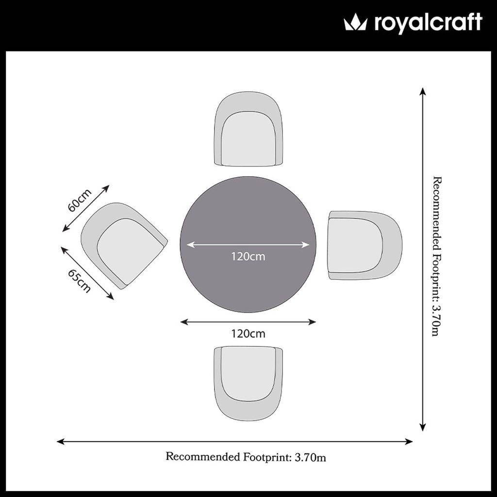 Luna 4 Seater Round Concrete Dining Set with Sol Rattan Dining Chairs