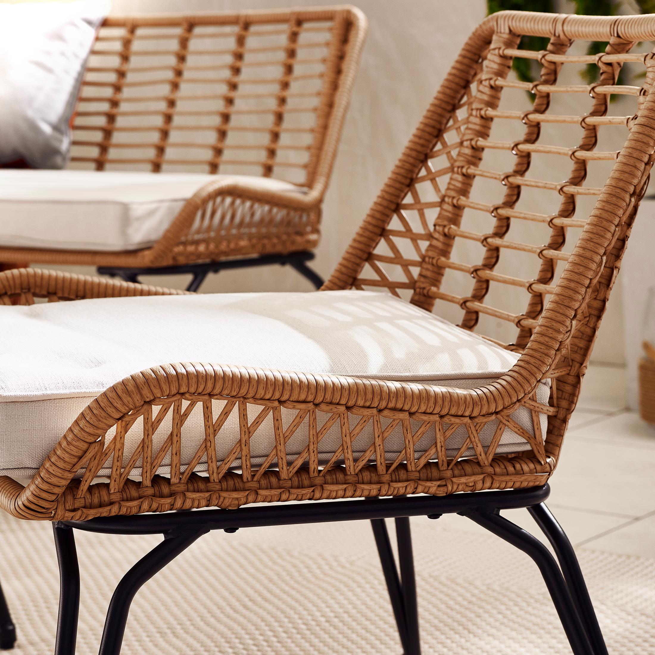 Lisbon Beige Rattan 4 Seat Garden Sofa & Chairs Set