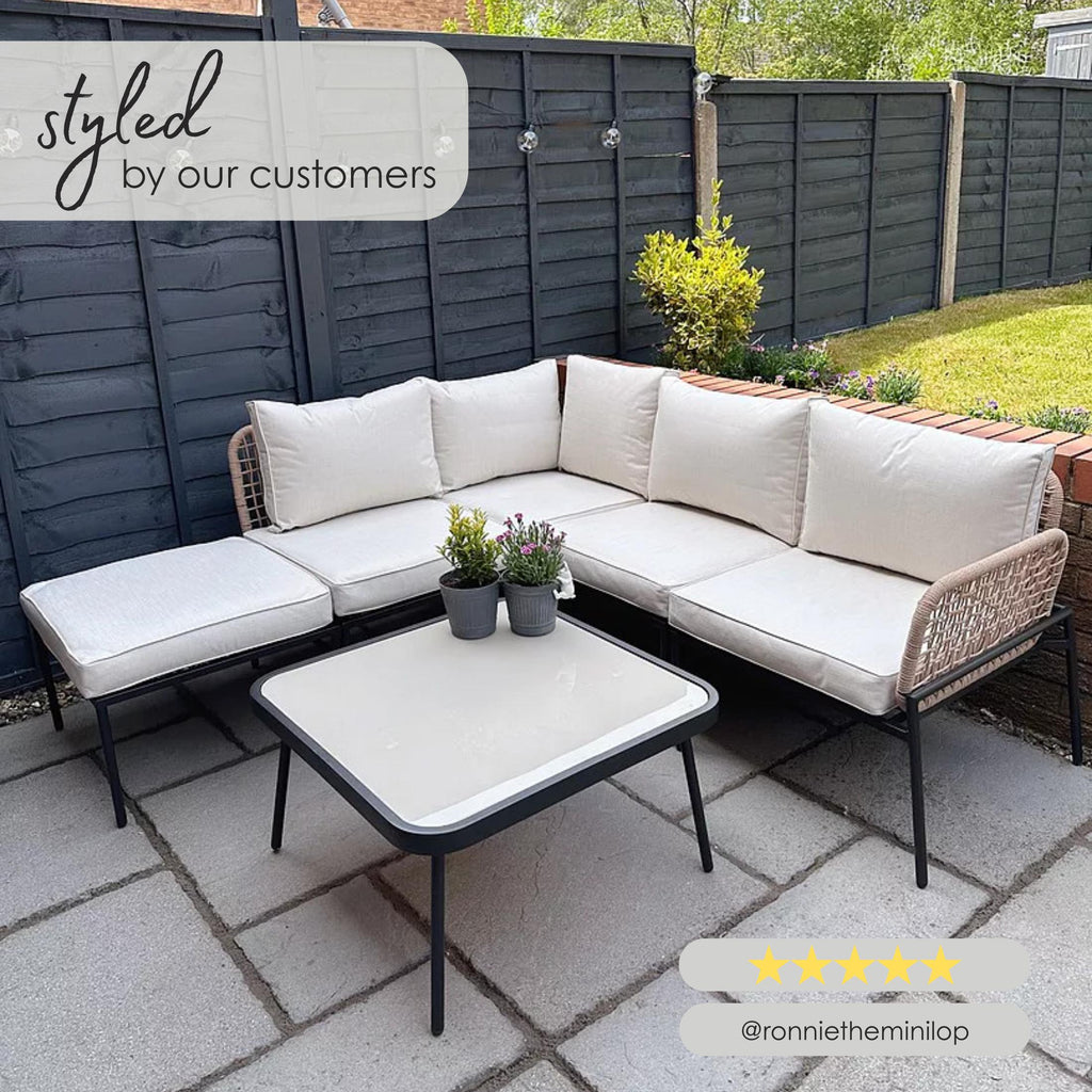 Maldives Beige Rattan & Taupe 5 Seat Garden Sofa Set
