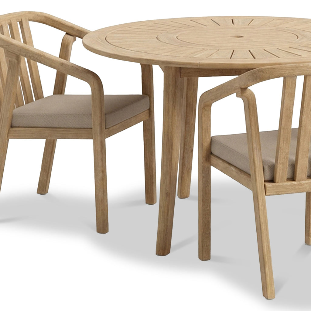 Maris 4 Seater Round Dining Table Set with Riven Chairs