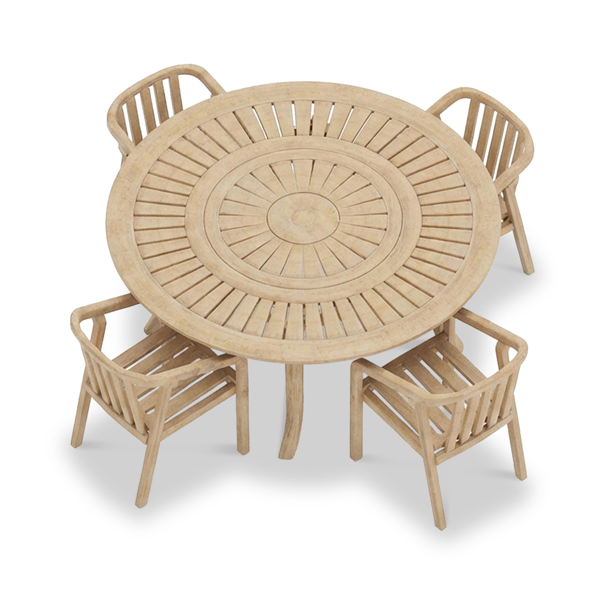 Maris 4 Seater Round Dining Table Set with Riven Chairs