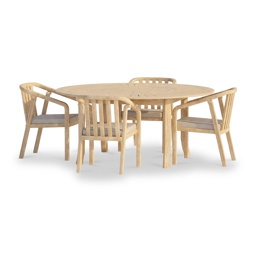 Maris 4 Seater Round Dining Table Set with Riven Chairs