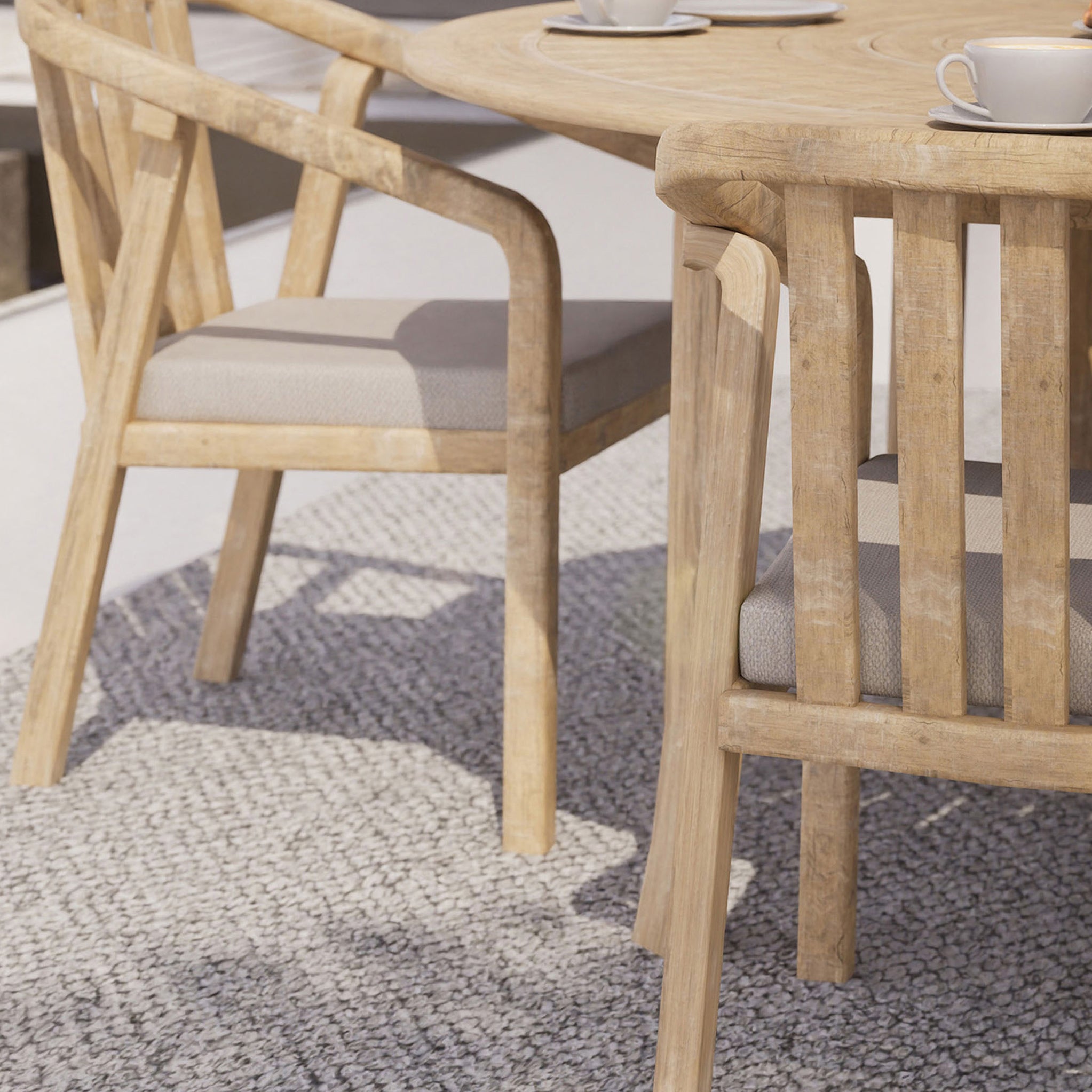 Maris 4 Seater Round Dining Table Set with Riven Chairs