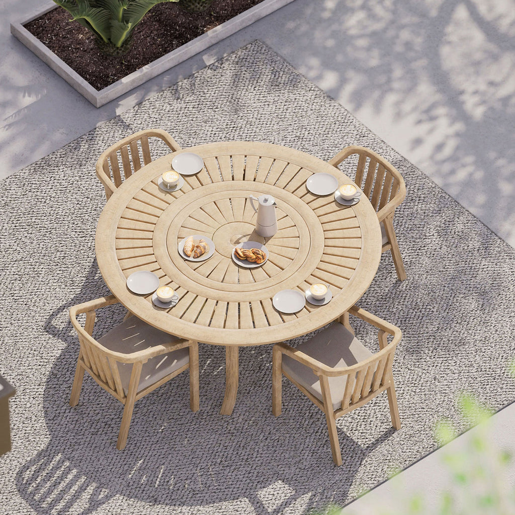 Maris 4 Seater Round Dining Table Set with Riven Chairs
