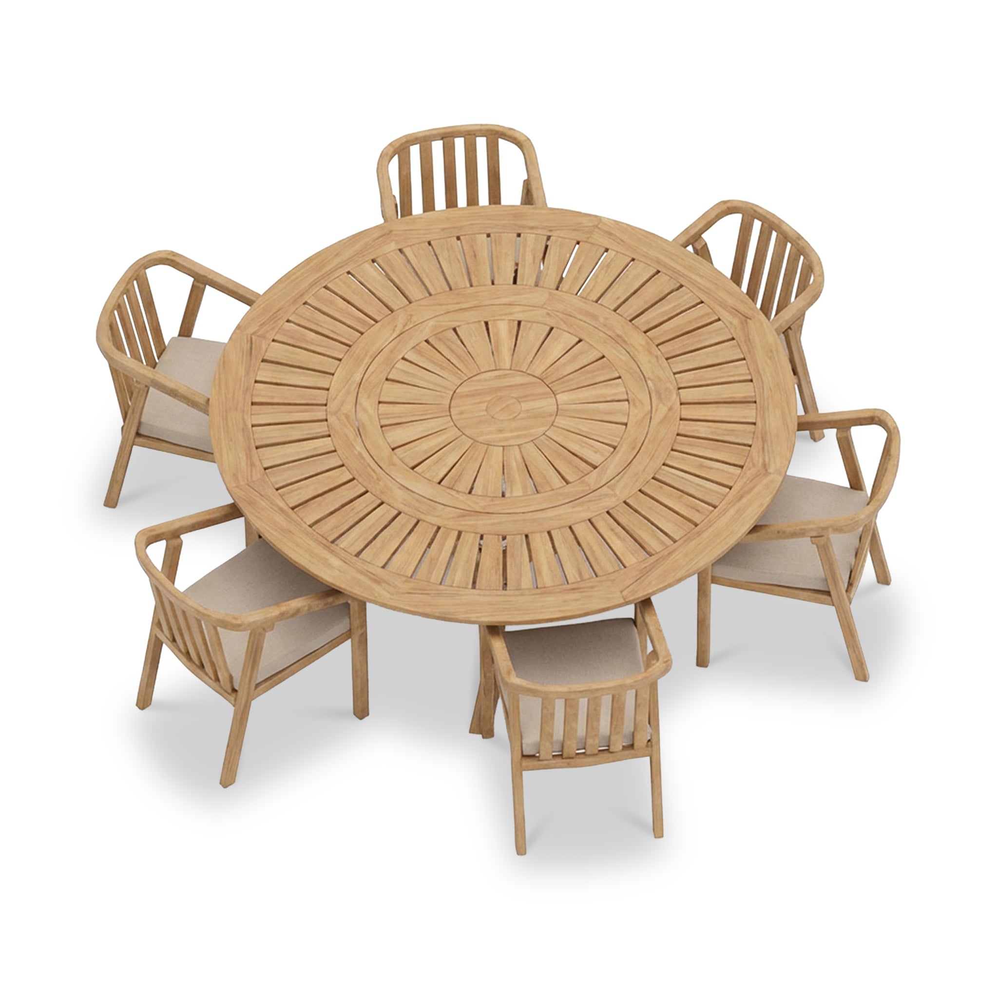 Maris 6 Seater Round Dining Table Set with Riven Chairs