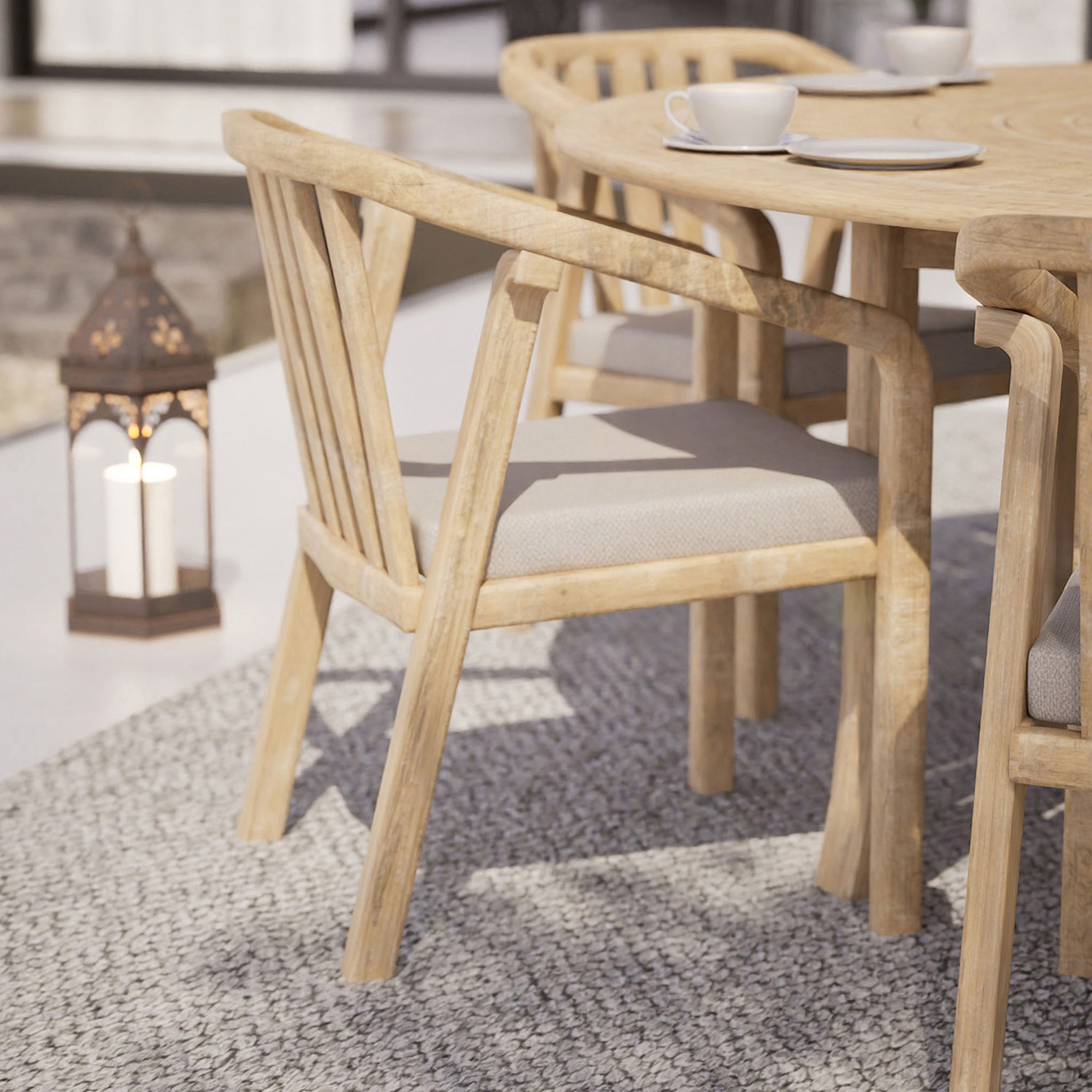 Maris 6 Seater Round Dining Table Set with Riven Chairs