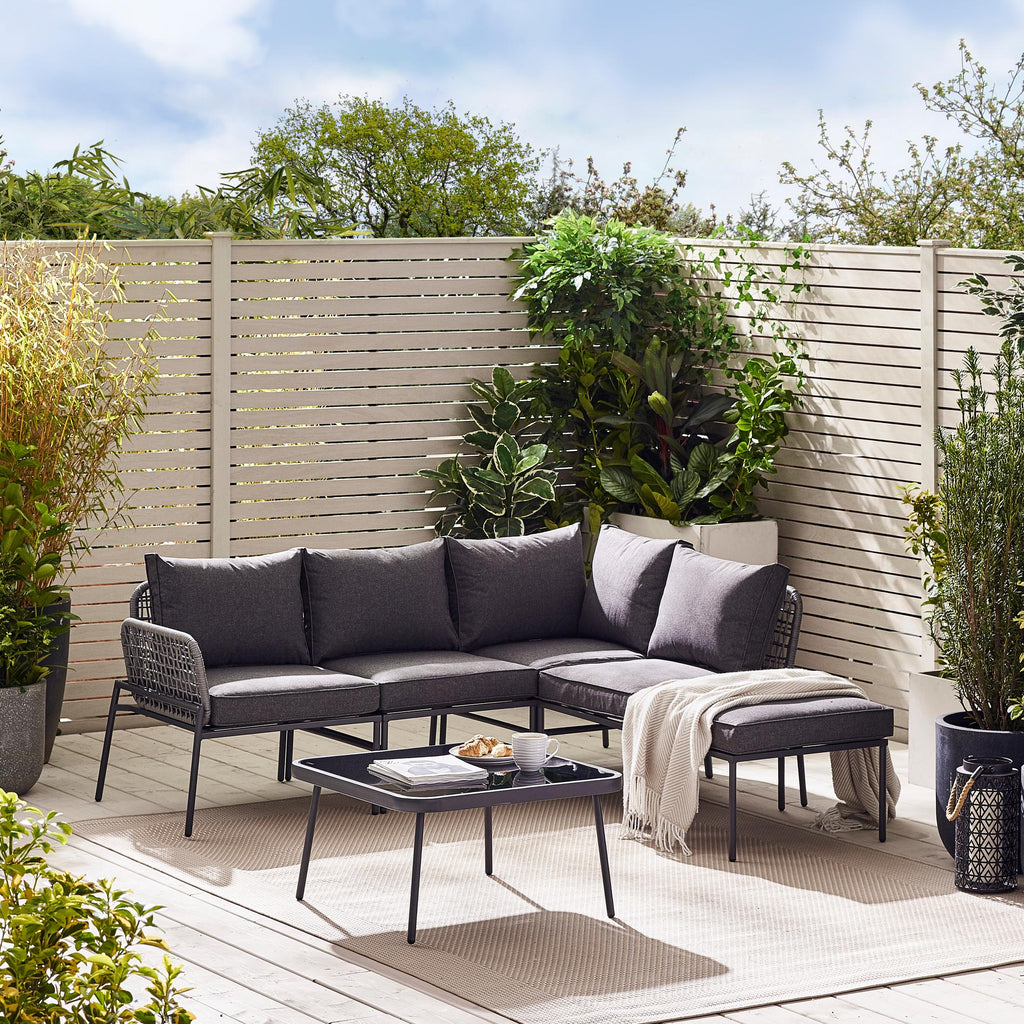 Maldives Grey Rattan & Grey 5 Seat Garden Sofa Set