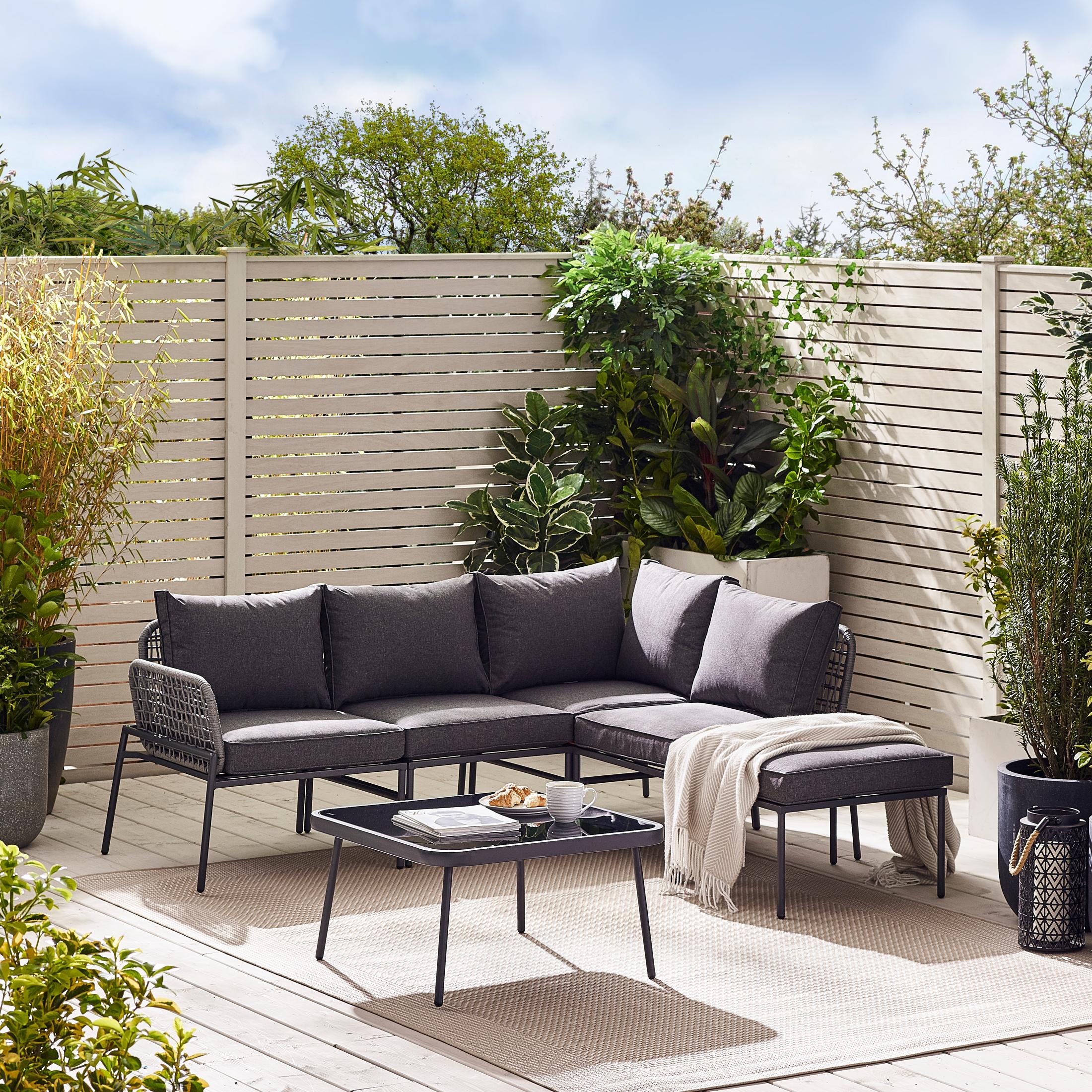 Maldives Grey Rattan & Grey 5 Seat Garden Sofa Set