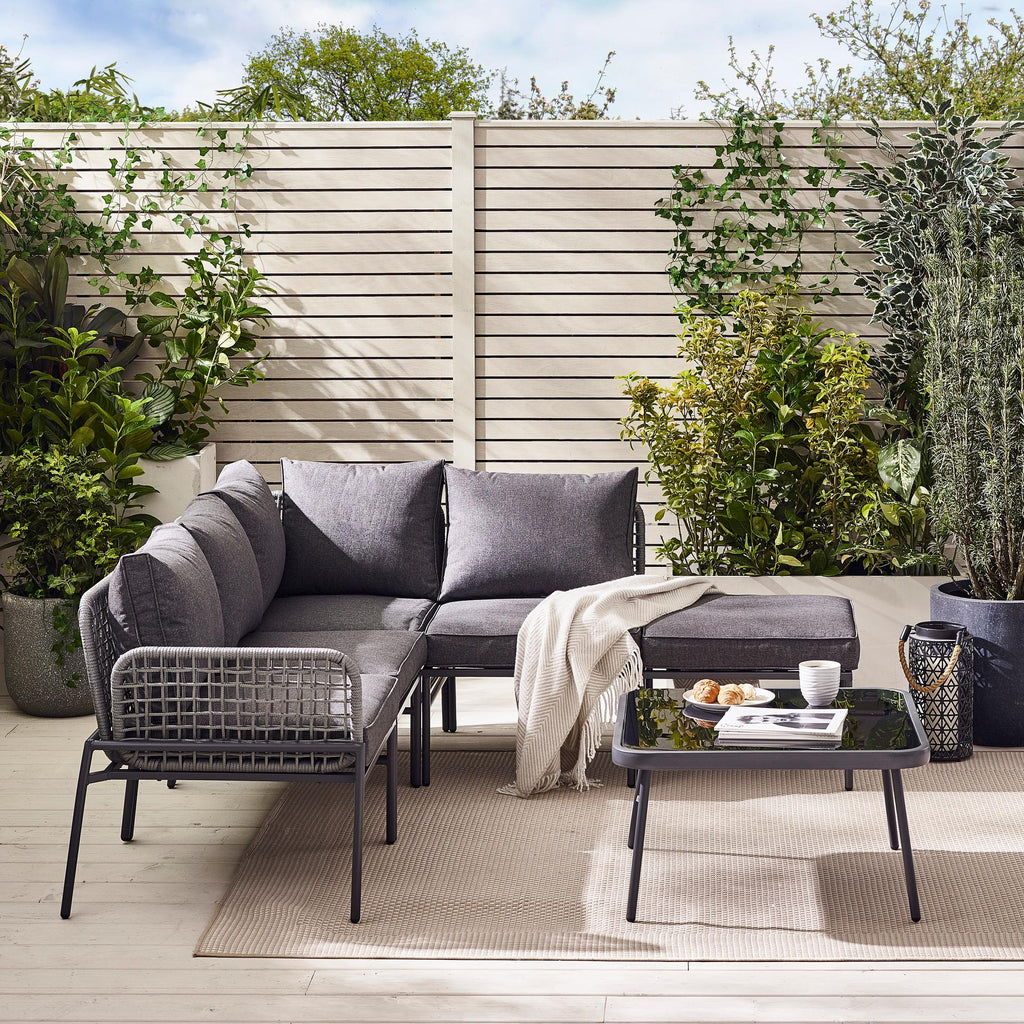 Maldives Grey Rattan & Grey 5 Seat Garden Sofa Set