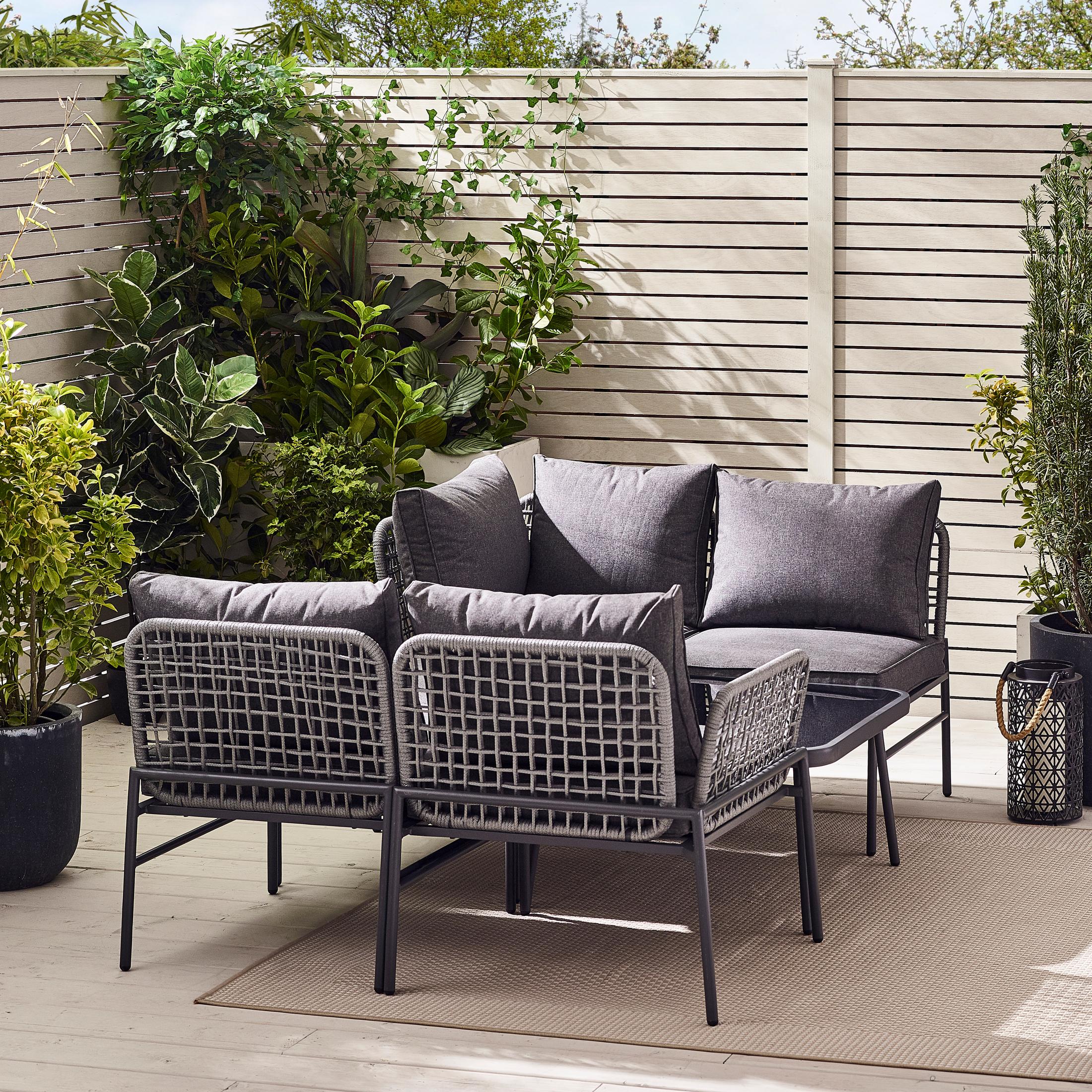 Maldives Grey Rattan & Grey 5 Seat Garden Sofa Set