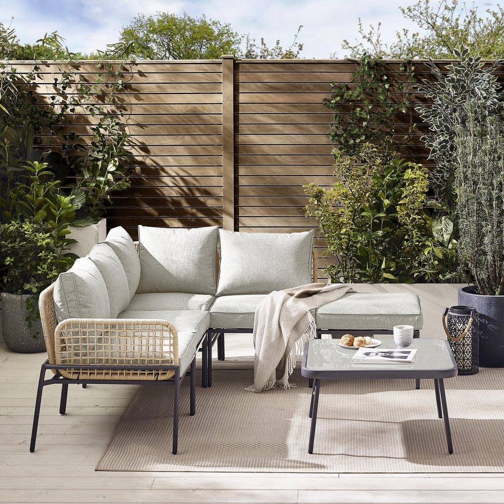 Maldives Beige Rattan & Taupe 5 Seat Garden Sofa Set