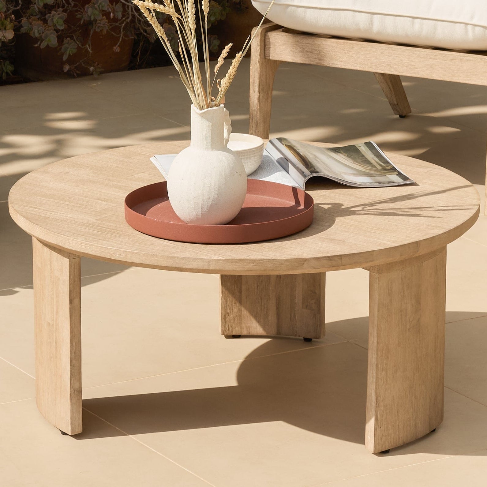 Mali Wooden Garden Coffee Table - Brushed Light Acacia
