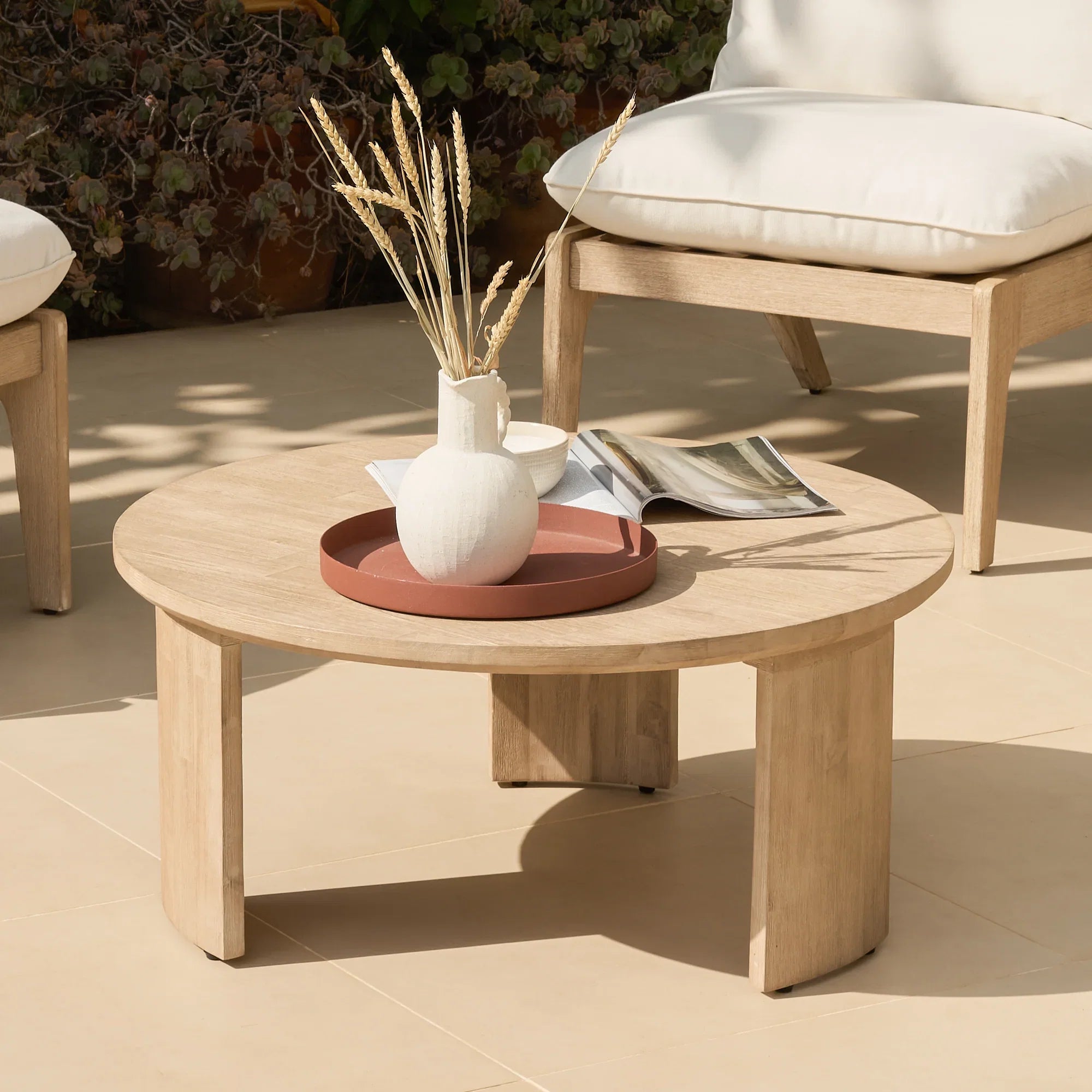 Mali Wooden Garden Coffee Table - Brushed Light Acacia