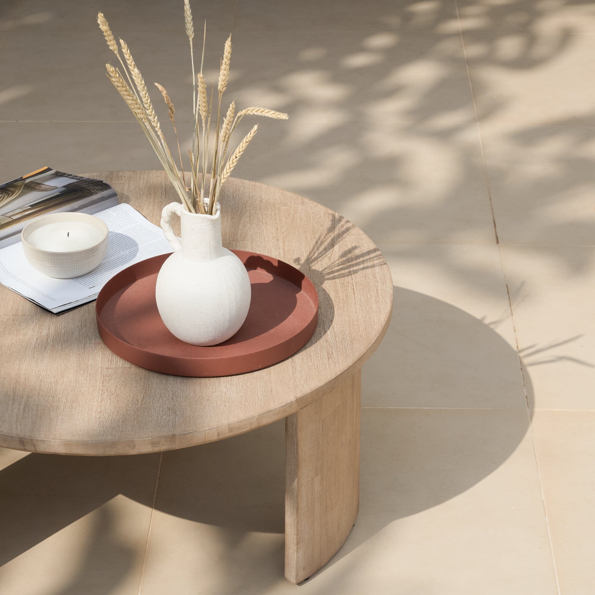 Mali Wooden Garden Coffee Table - Brushed Light Acacia