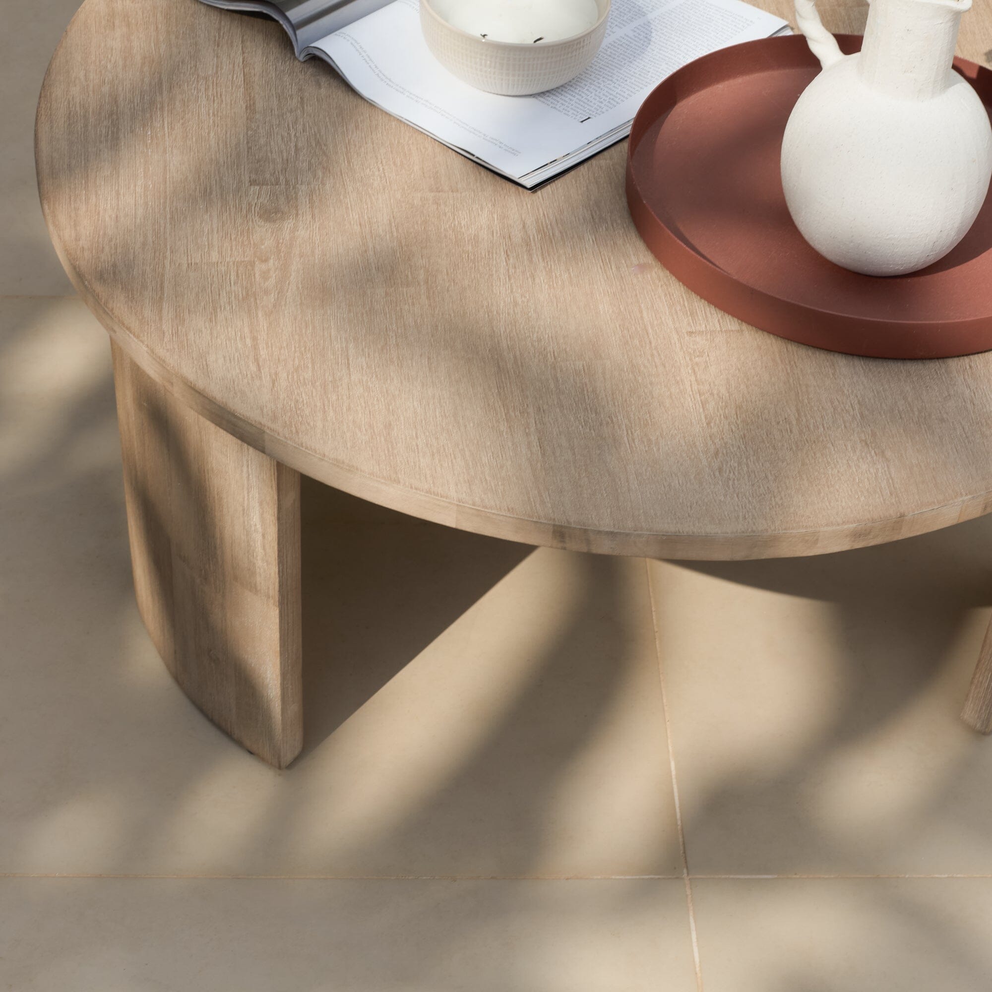 Mali Wooden Garden Coffee Table - Brushed Light Acacia