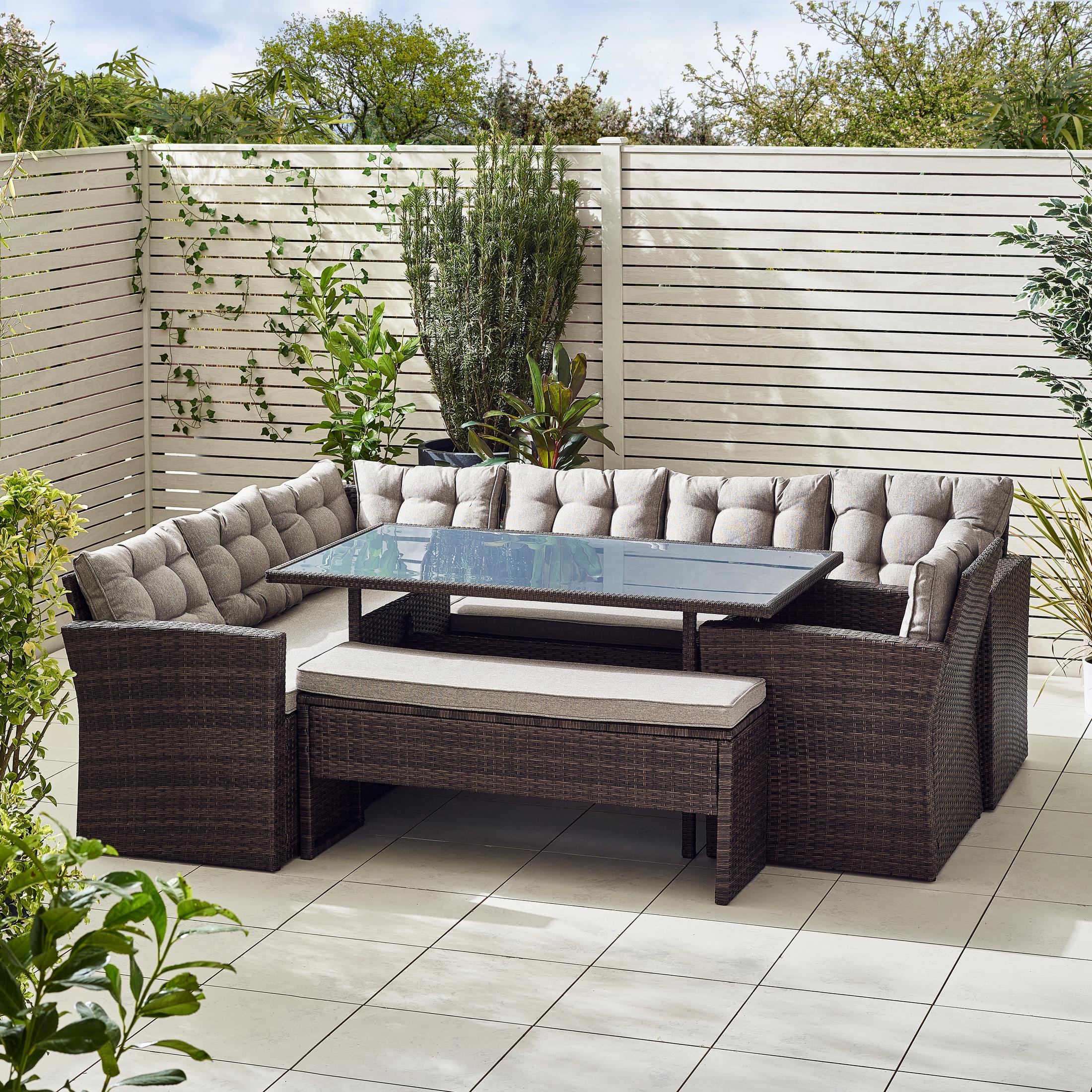 Marbella Brown Rattan 9 Seat Sofa Garden Dining Set