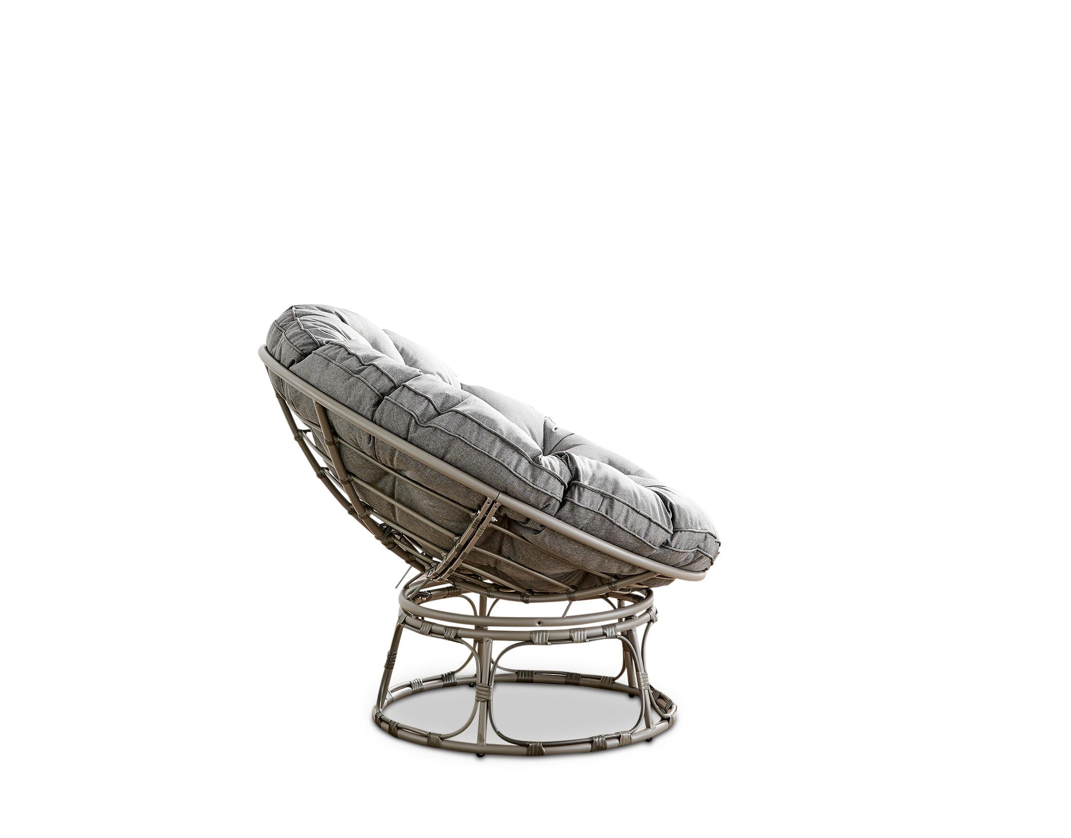 Grey Rattan Garden Papasan Moon Chair