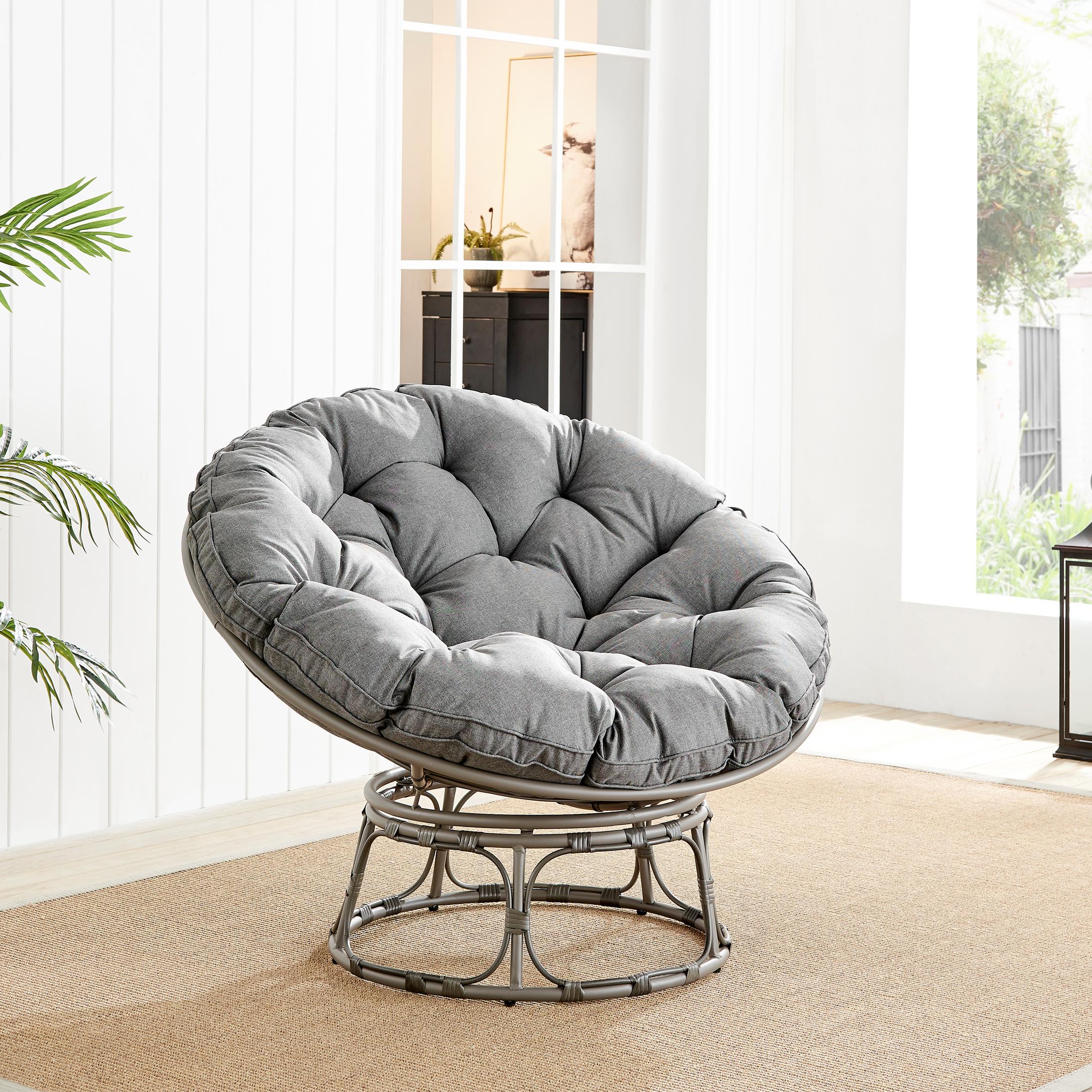 Grey Rattan Garden Papasan Moon Chair