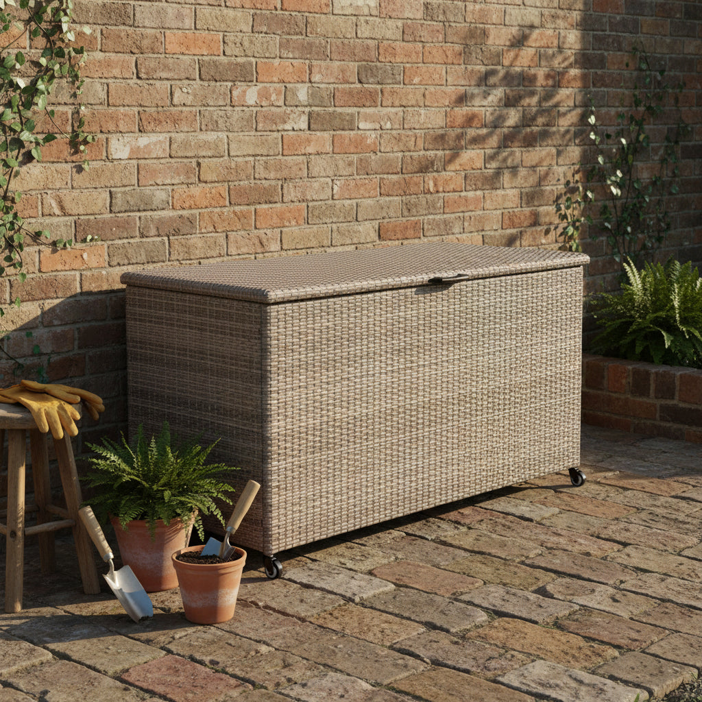 Natural Weave 510L Cushion Storage Box with Gas Lift