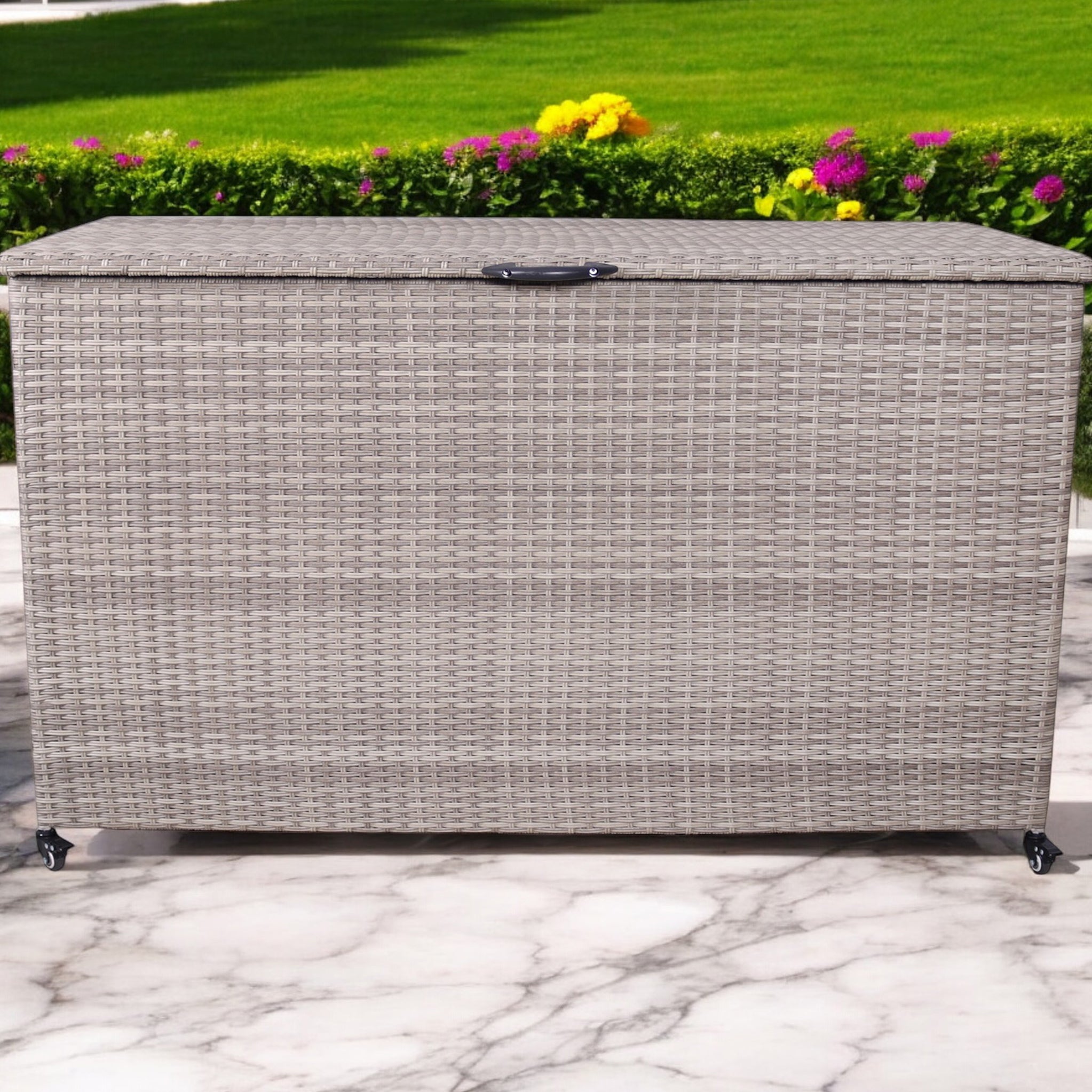 Natural Weave 645L Cushion Storage Box with Gas Lift