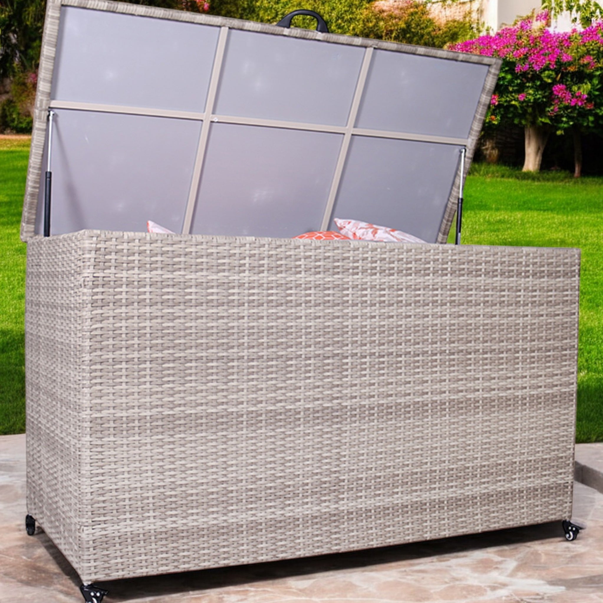 Natural Weave 645L Cushion Storage Box with Gas Lift