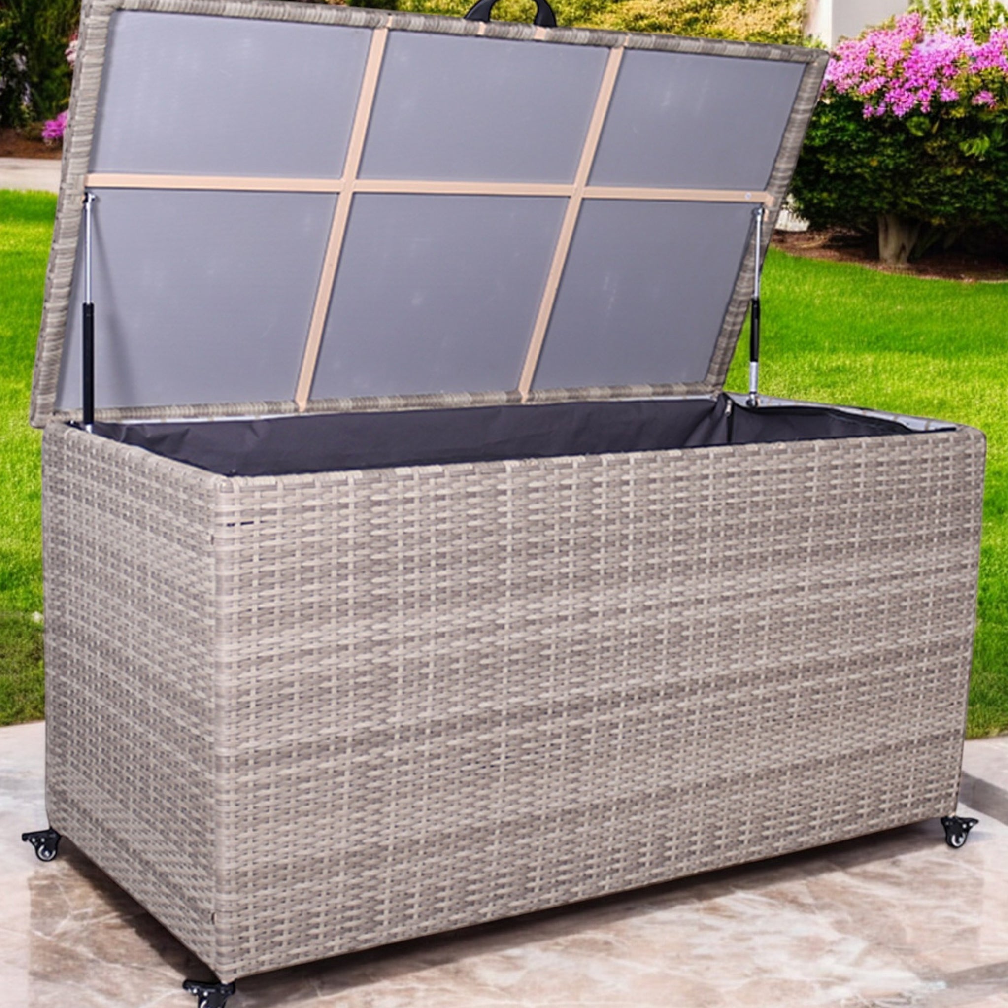 Natural Weave 645L Cushion Storage Box with Gas Lift