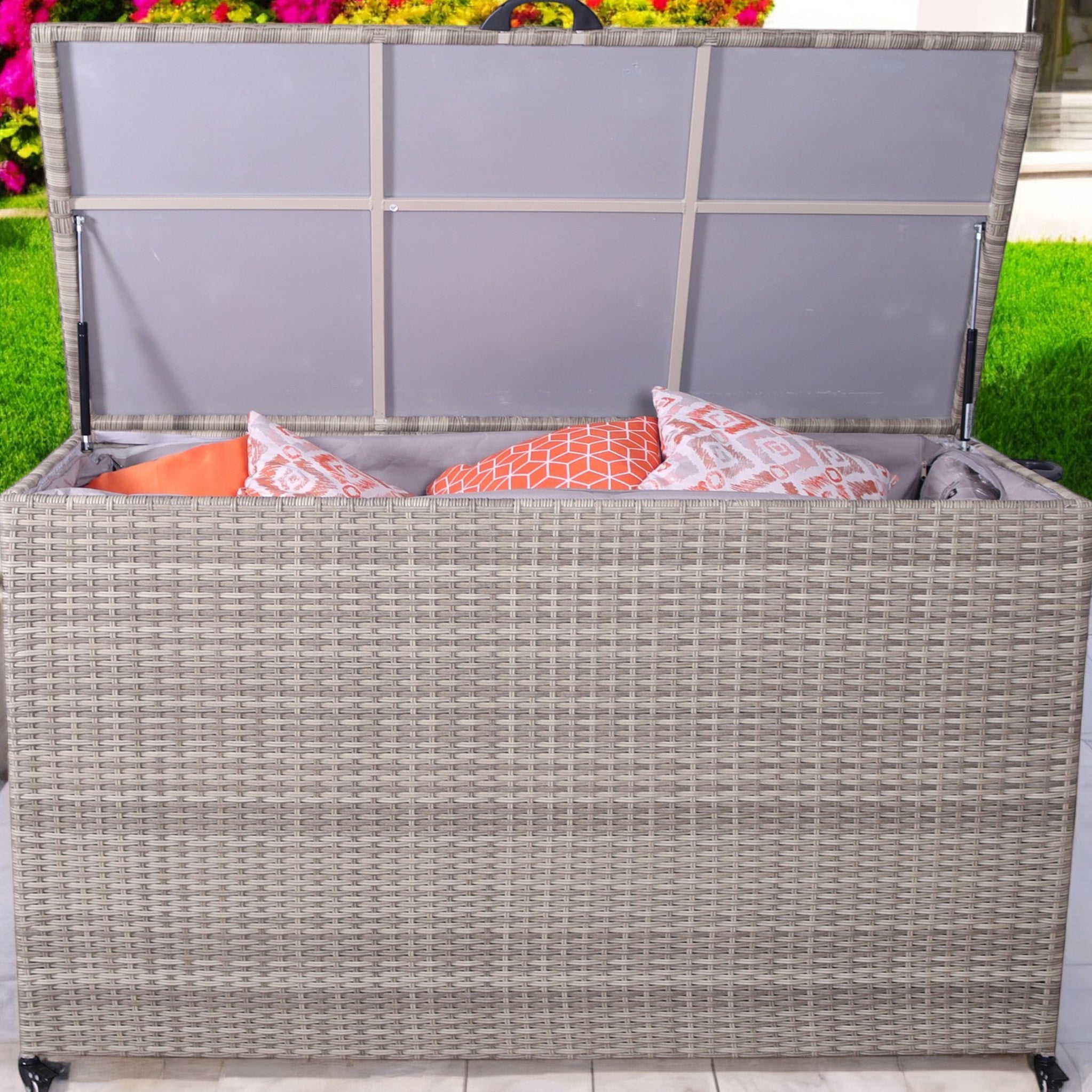 Natural Weave 826L Cushion Storage Box with Gas Lift