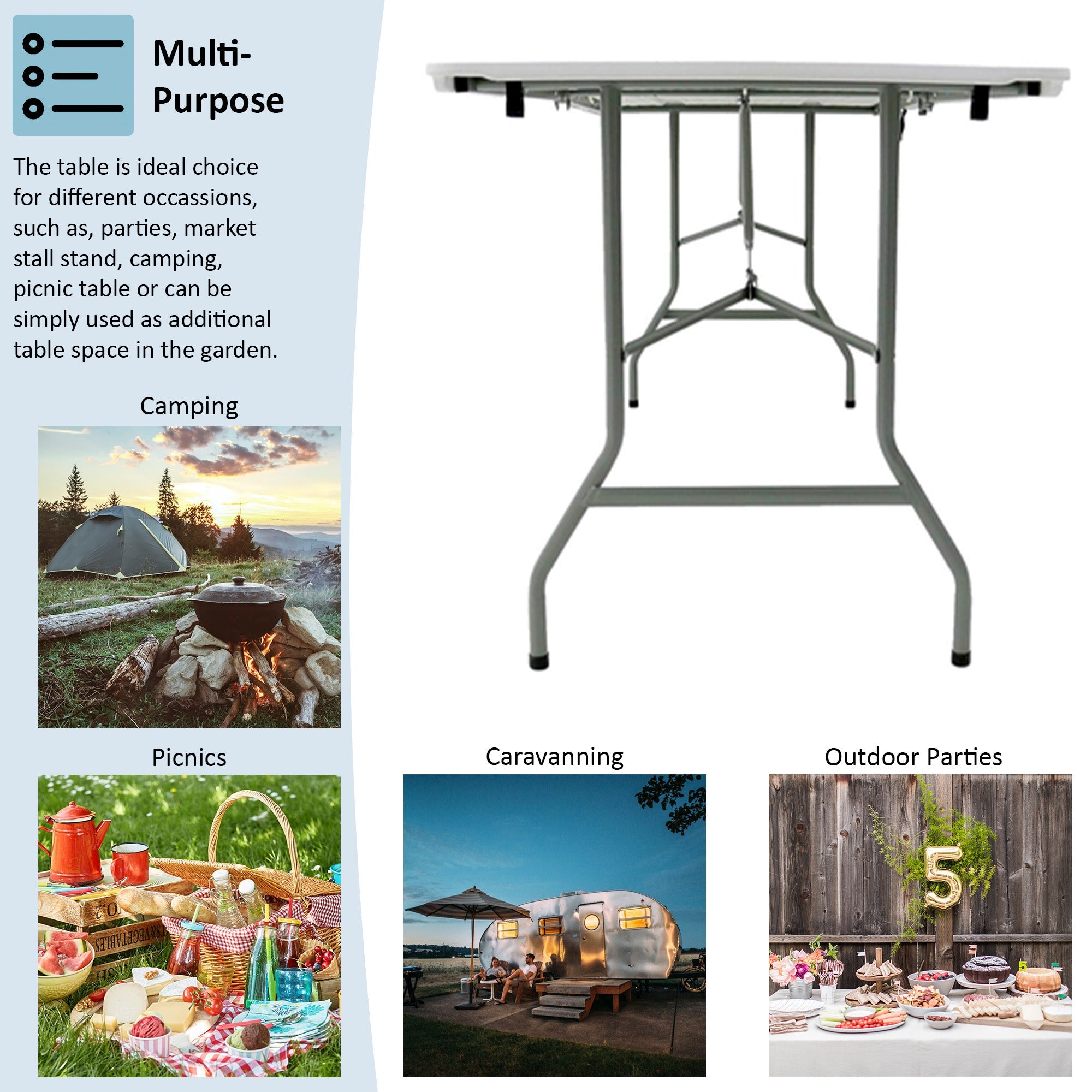 Folding 5ft Table & Set of 6 Folding Chairs