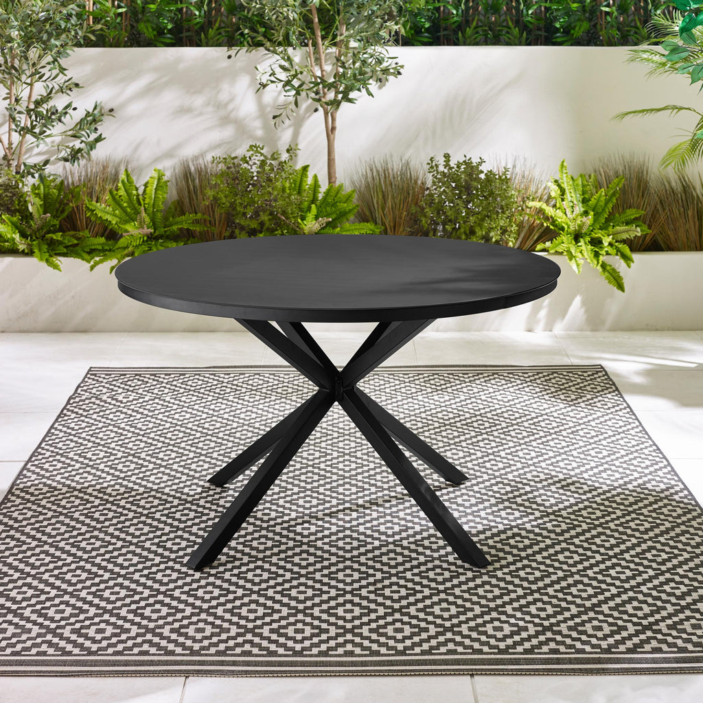 Nanterre Black Metal & Glass 4-6 Seat Round Garden Dining Table