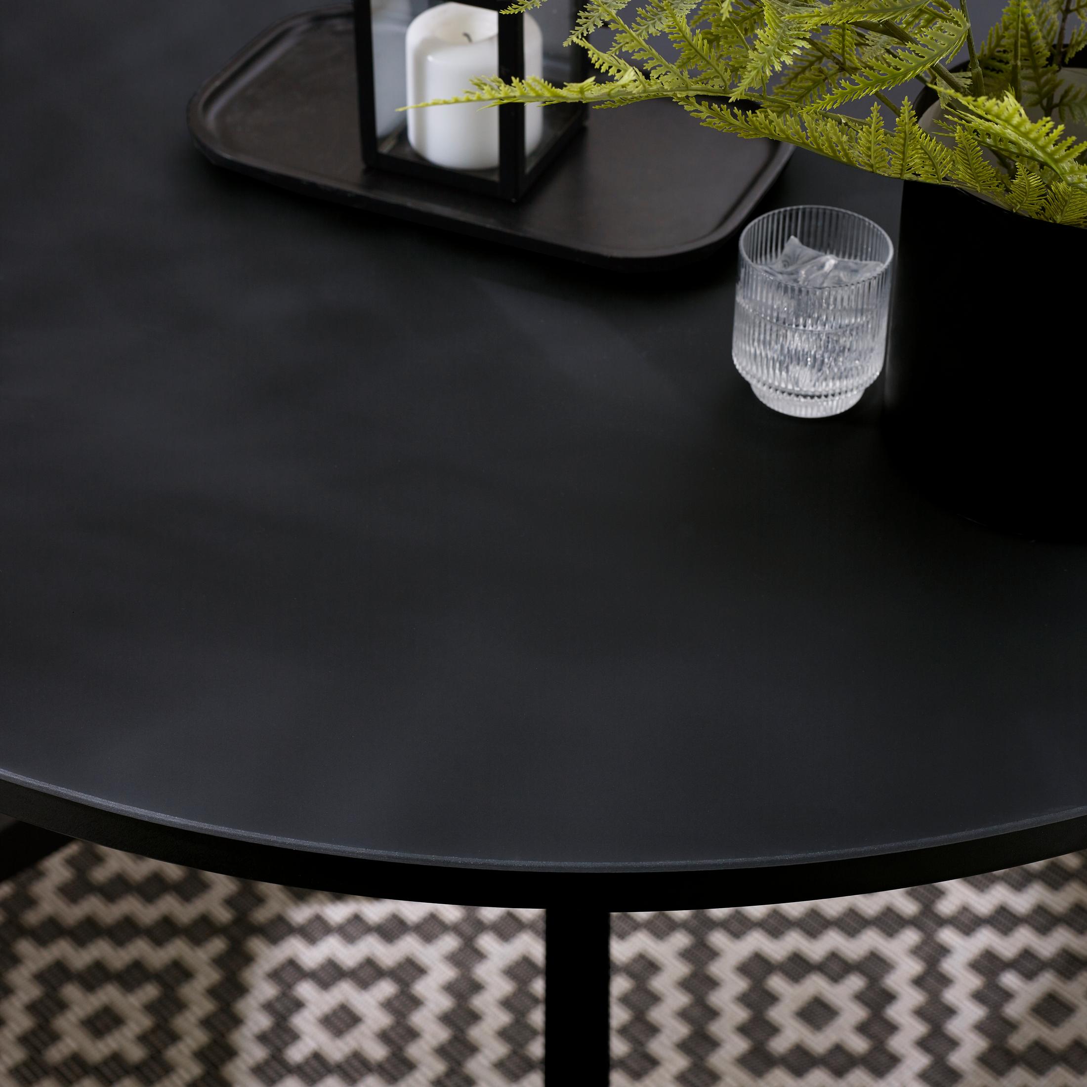 Nanterre Black Metal & Glass 4-6 Seat Round Garden Dining Table