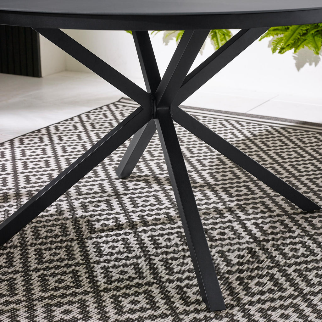 Nanterre Black Metal & Glass 4-6 Seat Round Garden Dining Table
