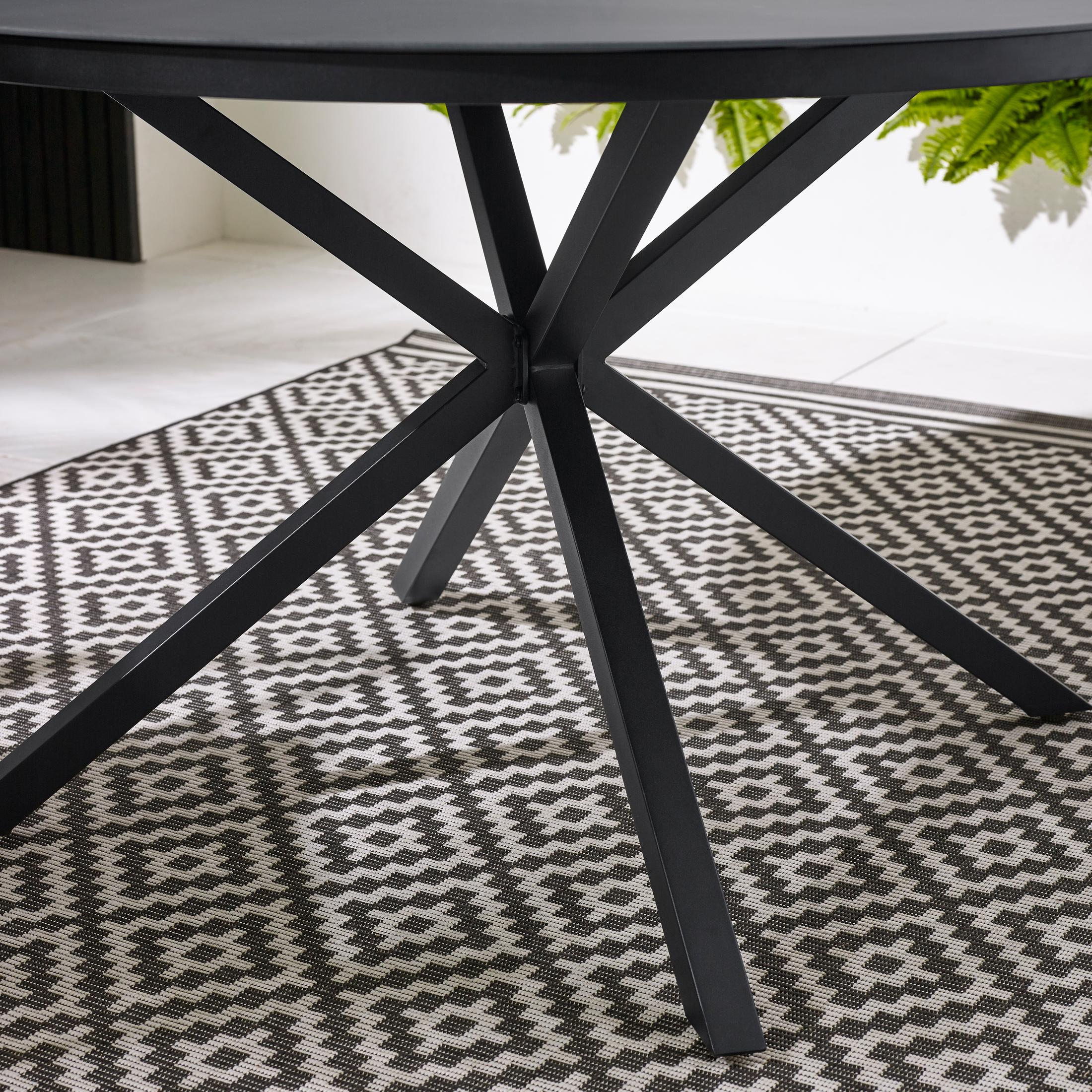 Nanterre Black Metal & Glass 4-6 Seat Round Garden Dining Table