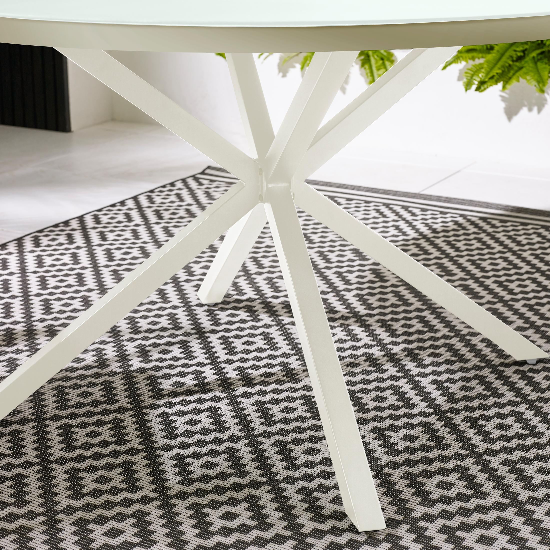 Nanterre Cream Metal & Glass 4-6 Seat Round Garden Dining Table