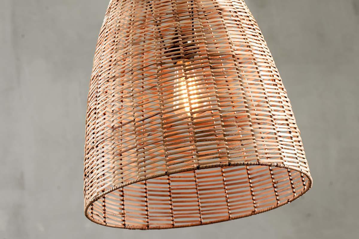 Noko Natural Wicker Conical Pendant - Small