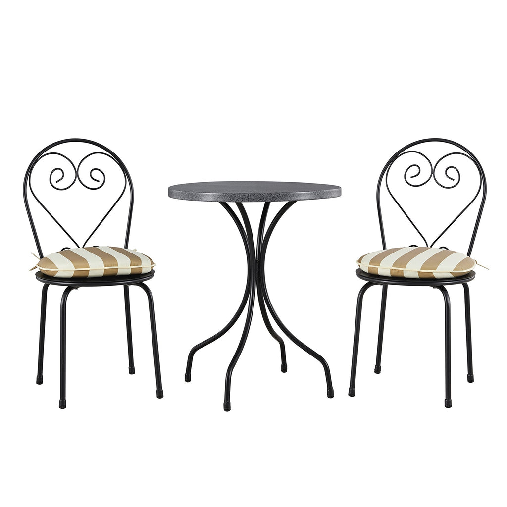 Haymes Metal Indoor and Outdoor Bistro Set, Khaki Stripe