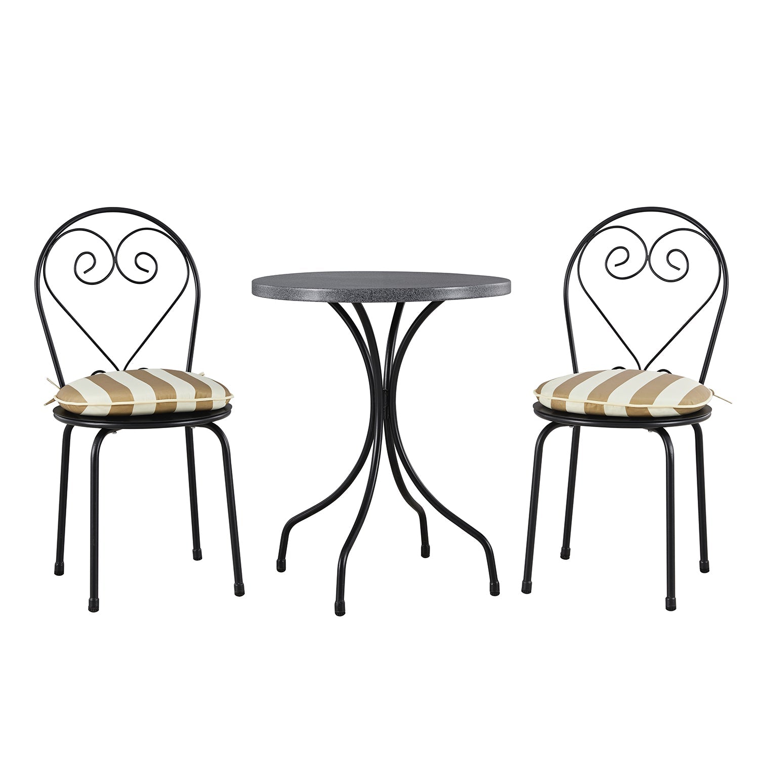 Haymes Metal Indoor and Outdoor Bistro Set, Khaki Stripe