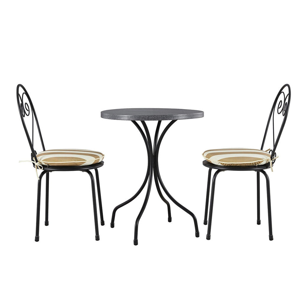 Haymes Metal Indoor and Outdoor Bistro Set, Khaki Stripe