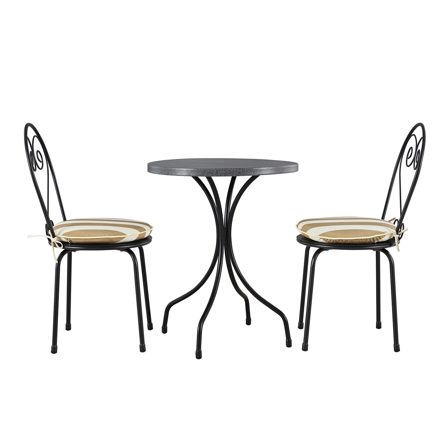 Haymes Metal Indoor and Outdoor Bistro Set, Khaki Stripe