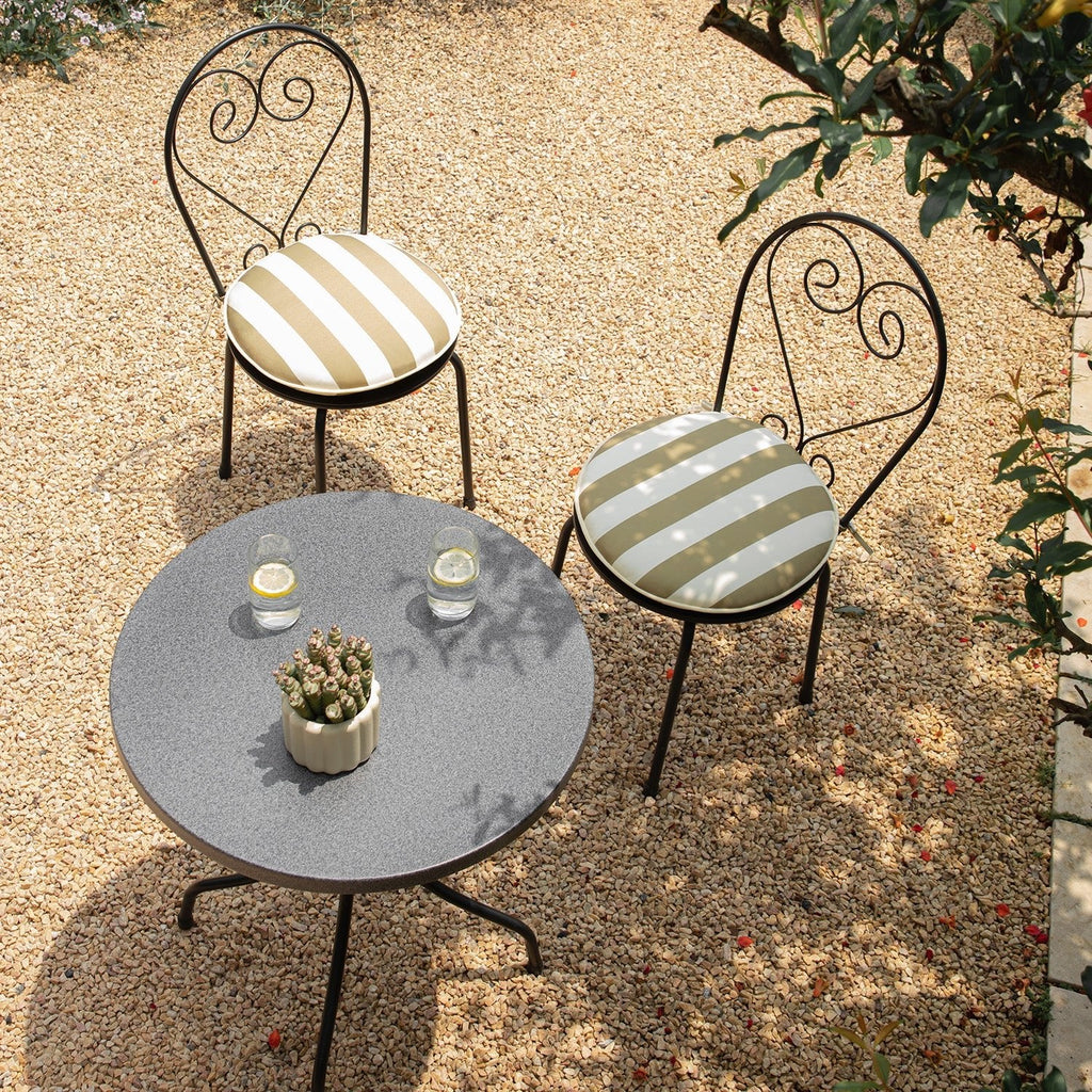Haymes Metal Indoor and Outdoor Bistro Set, Khaki Stripe