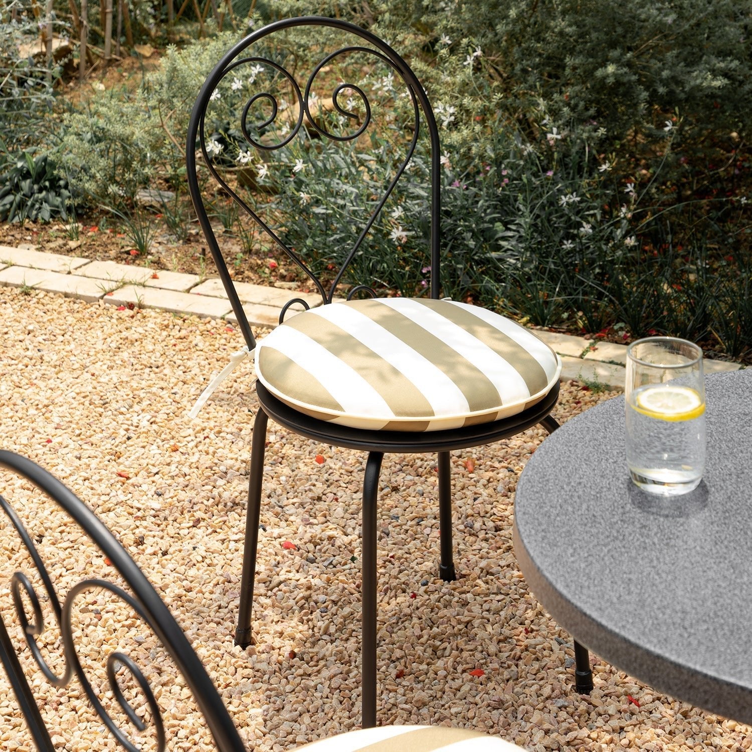 Haymes Metal Indoor and Outdoor Bistro Set, Khaki Stripe